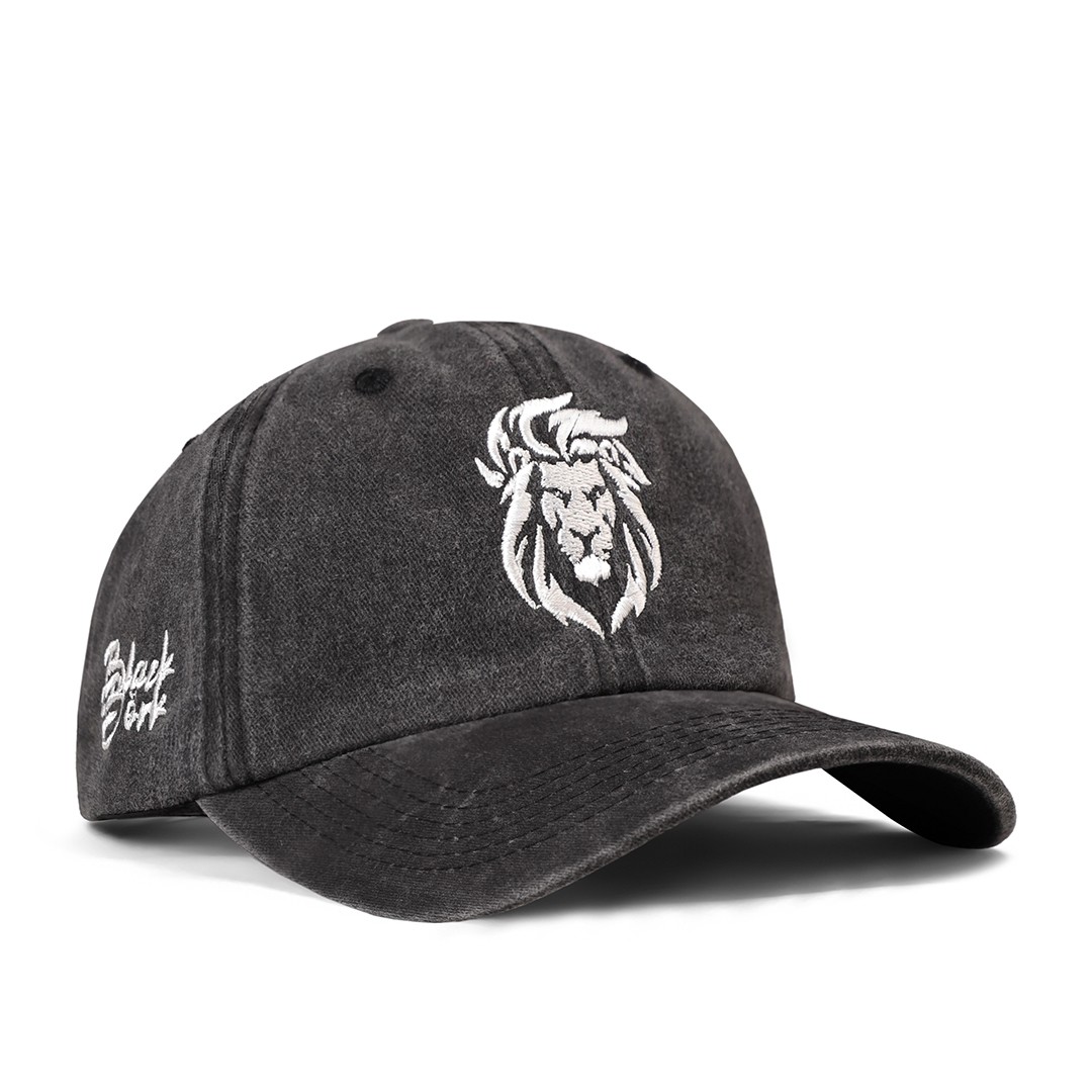 BlackBörk Vintage (Eskitme) Baseball Unisex Aslan - 9 Siyah Şapka (Cap)