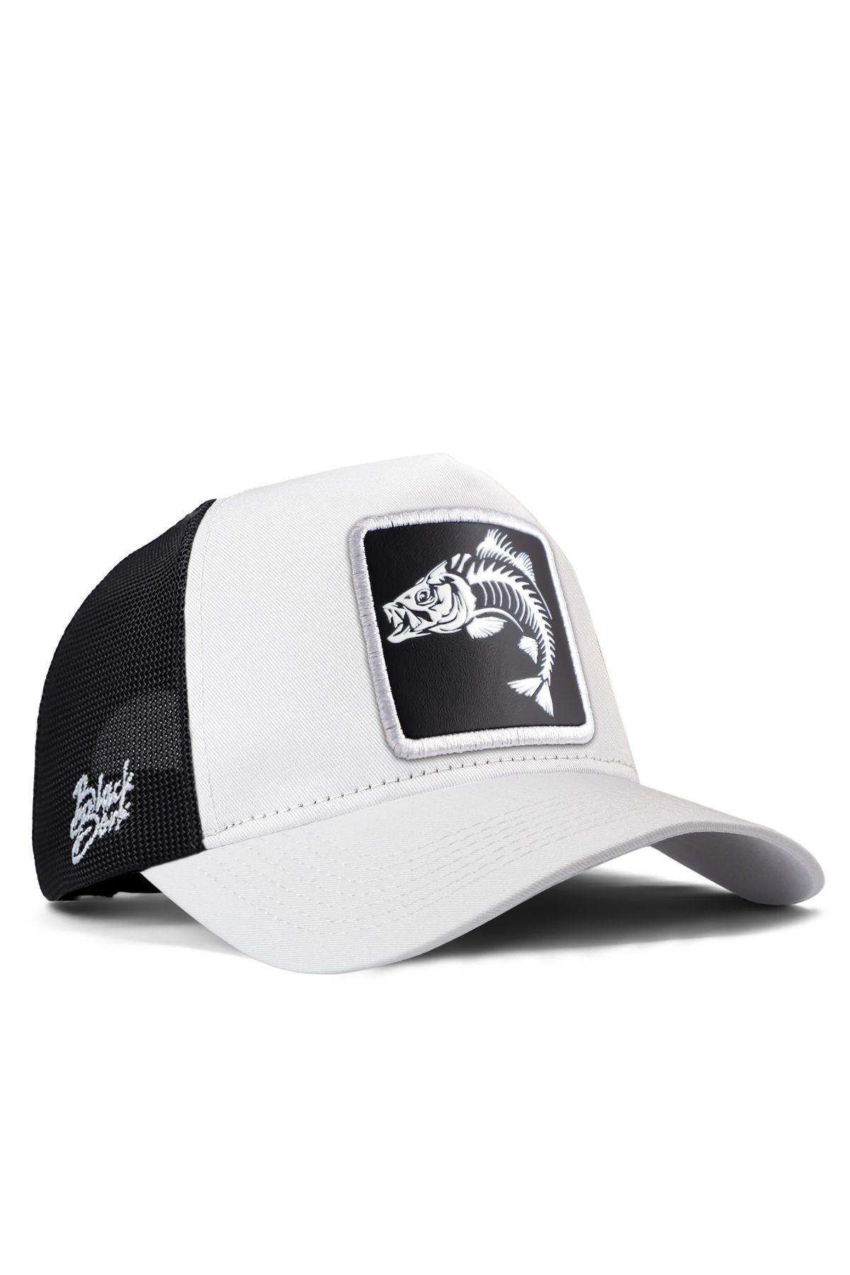 Balık Logolu Beyaz-Siyah Trucker Şapka