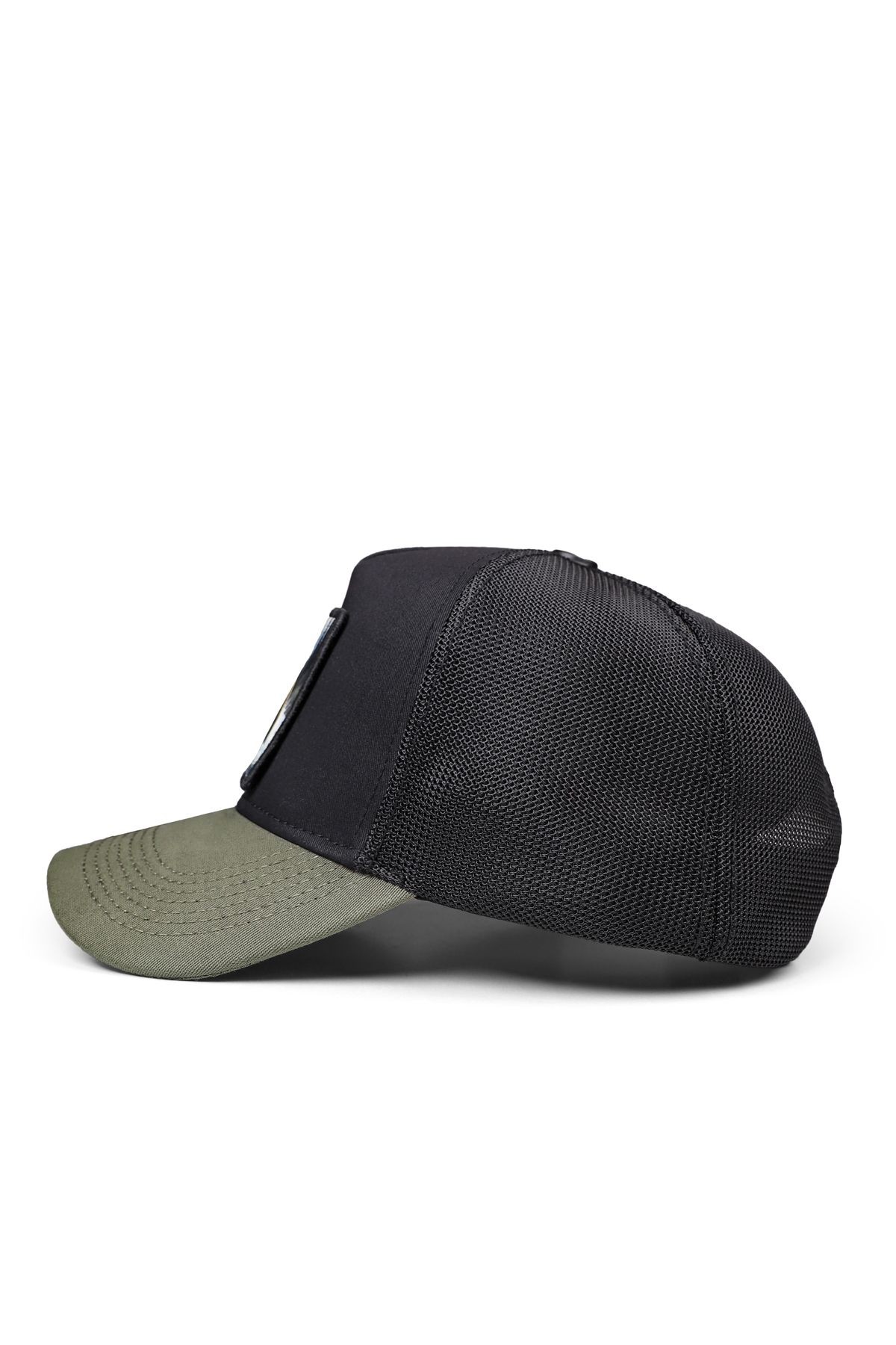 Ayı Logolu Haki-Siyah Trucker Şapka