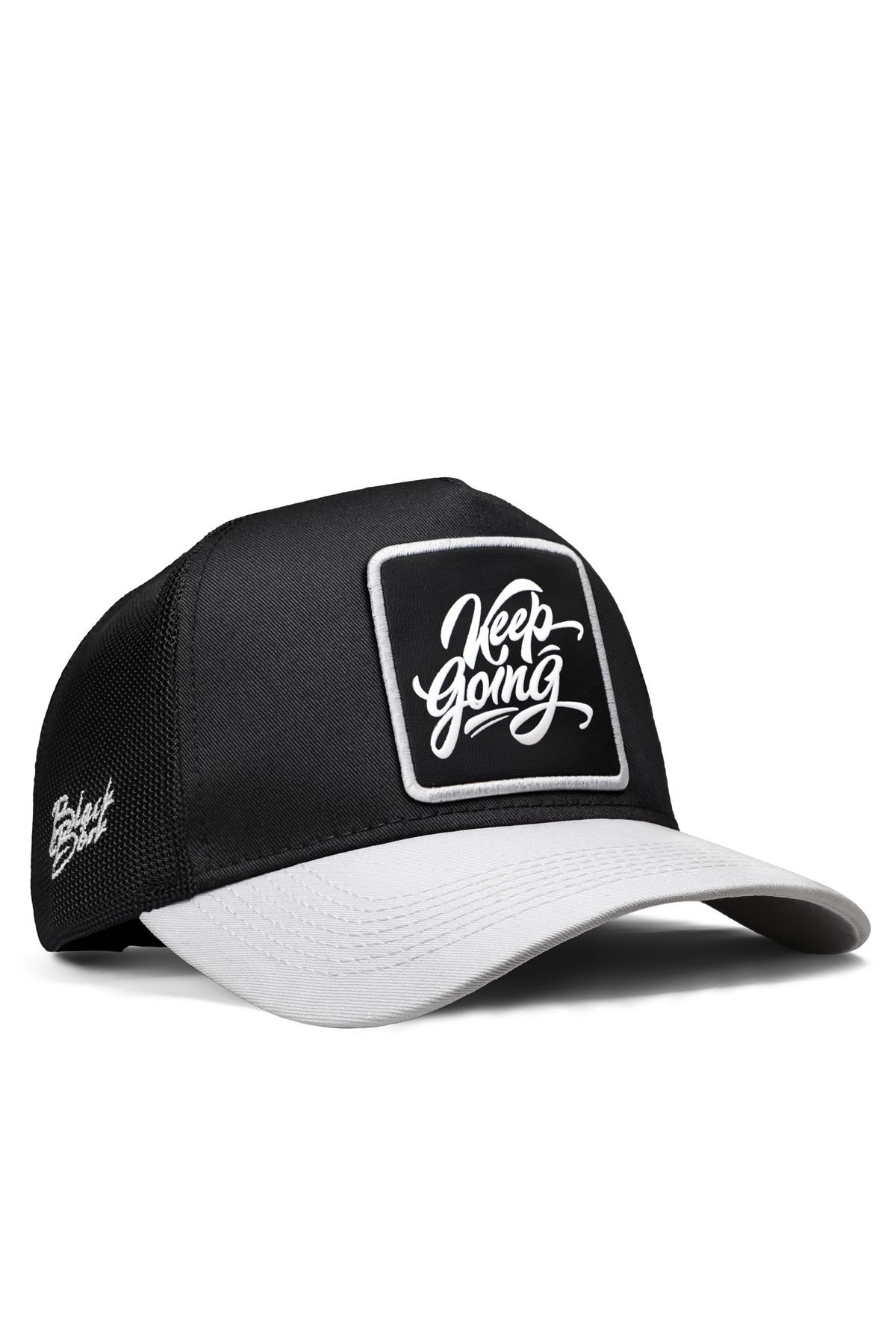 Keep Going Logolu Beyaz-Siyah Trucker Şapka