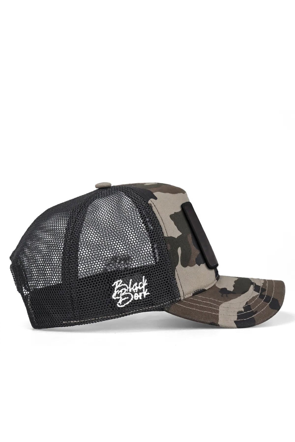 Yesterday Now Tomorrow Logolu Kamuflaj-Siyah Trucker Şapka