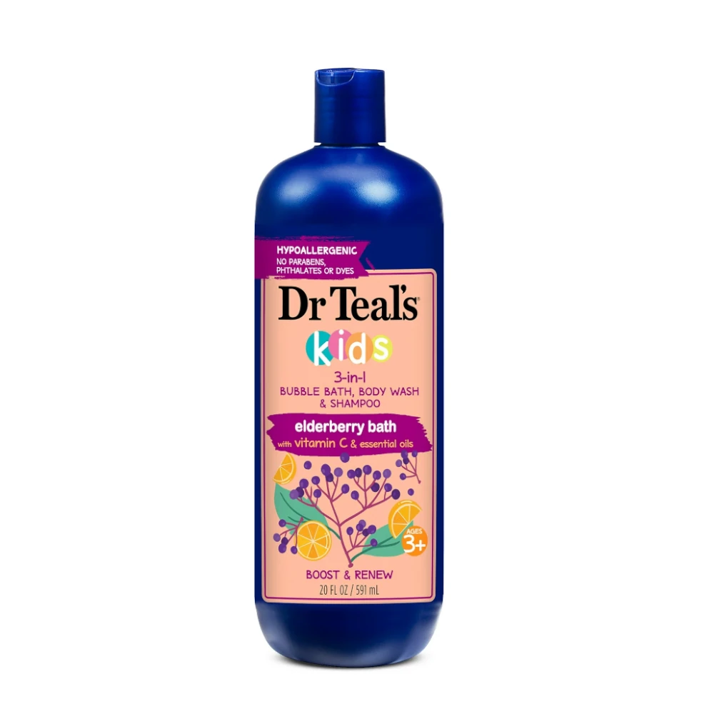 Dr Teal's Kids Elderberry Bath 3in1 Banyo Köpüğü + Vücut Şampuanı + Şampuan 591ml image