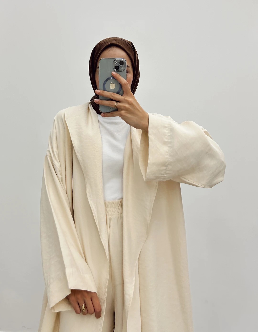 Uzun Kimono Takım - Krem
