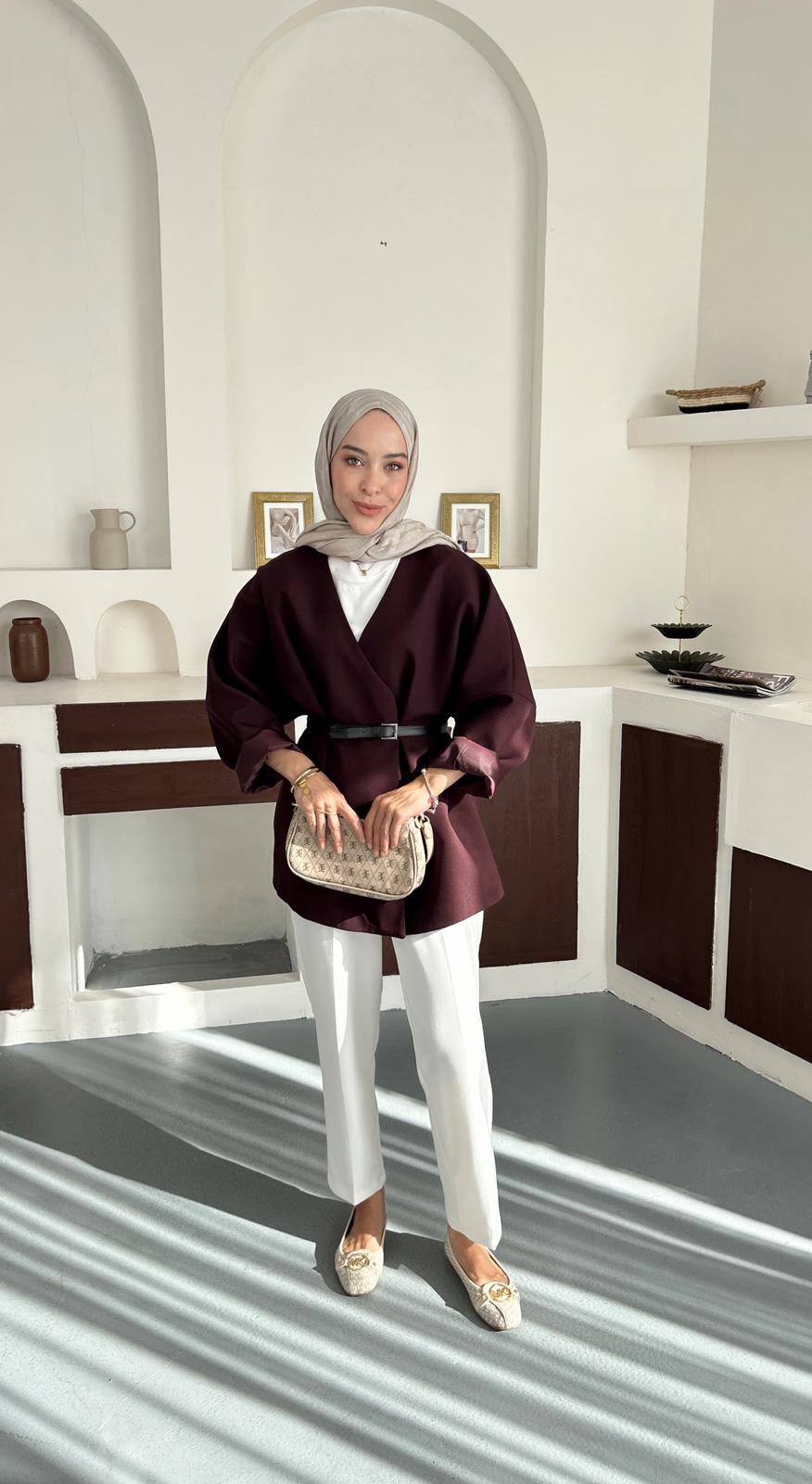 Kimono Ceket - Bordo