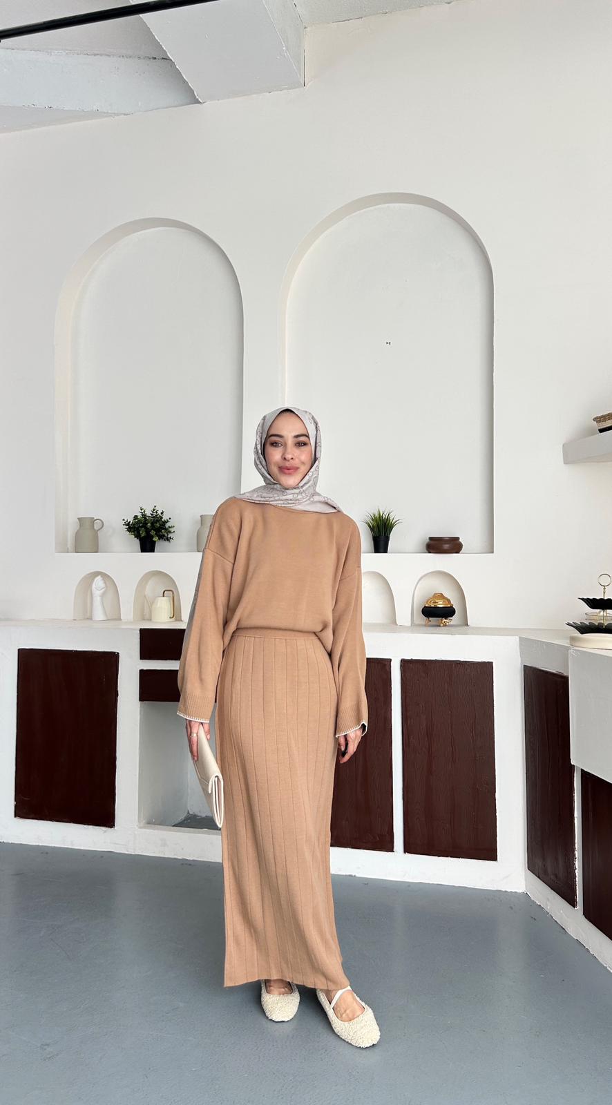 Şerit triko takım - kese kağıdı