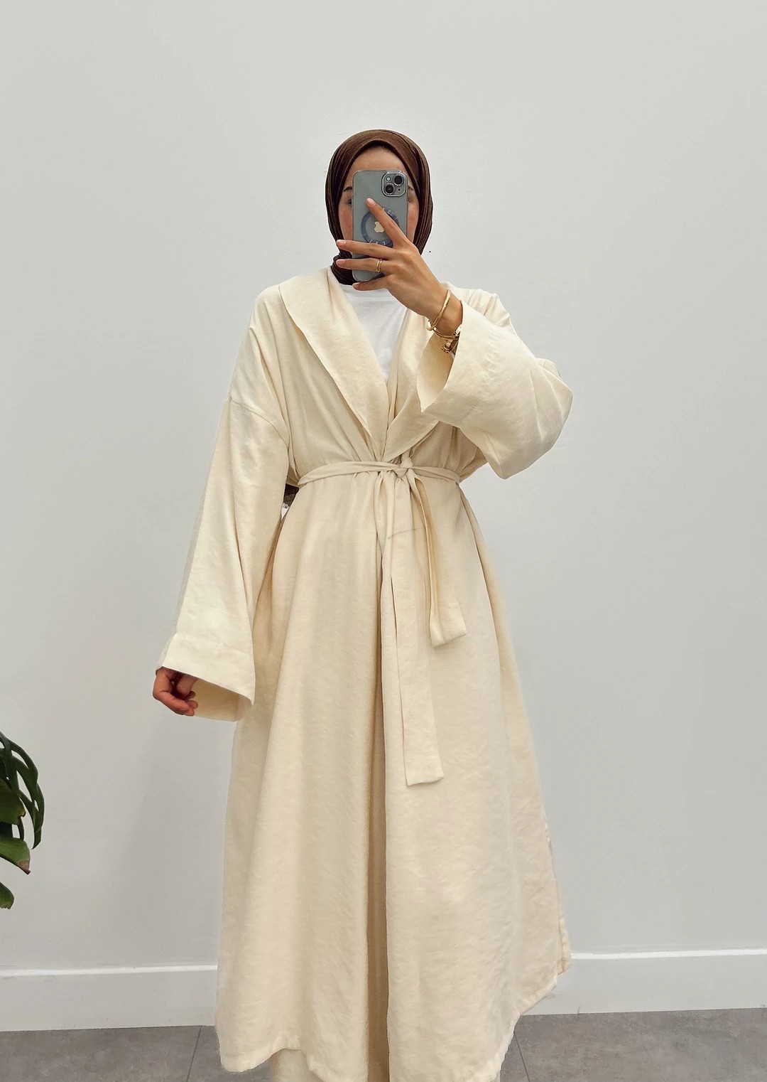 Uzun Kimono Takım - Krem