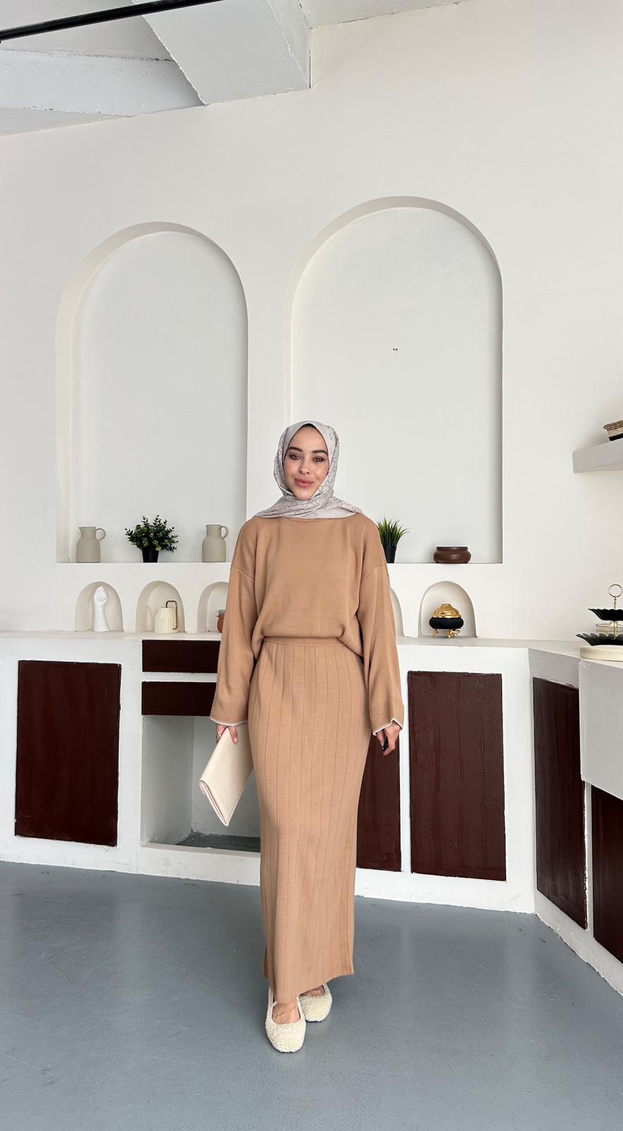 Şerit triko takım - kese kağıdı