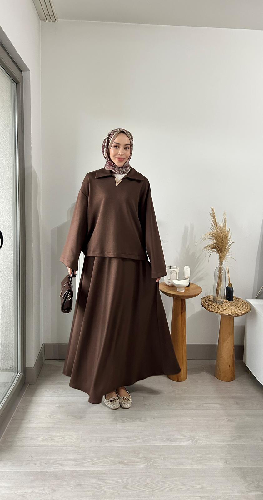 V ETEKLİ TAKIM  - Kahverengi