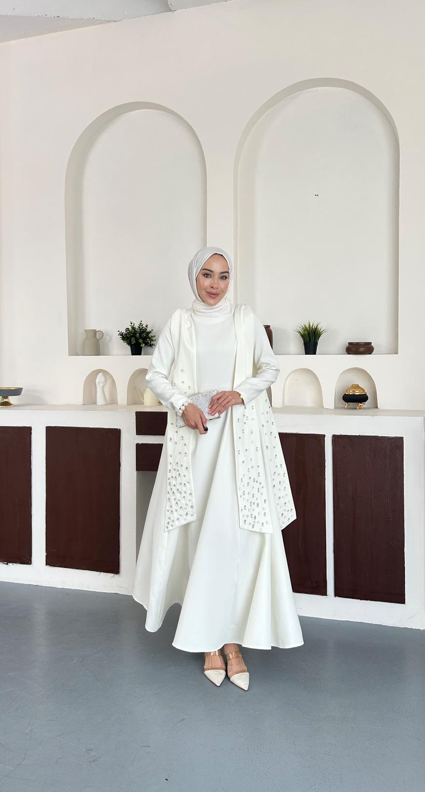 TAŞLI ABİYE  - Beyaz