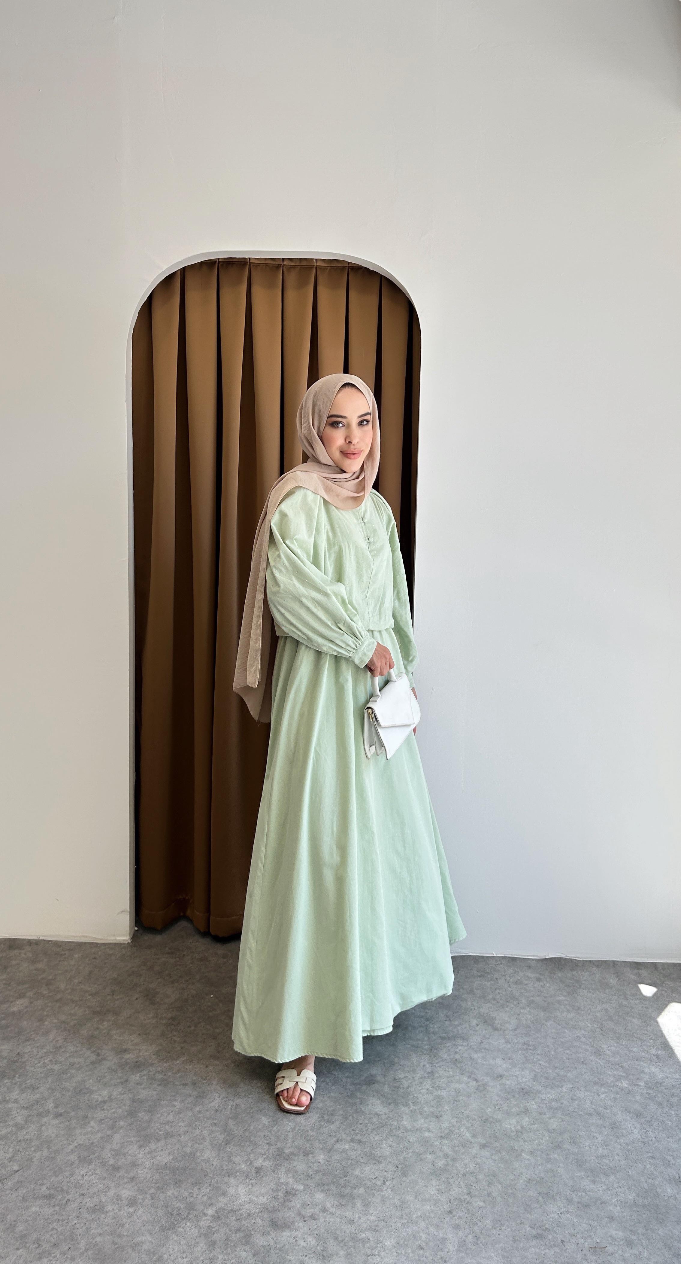 Taşlı pamuk elbise