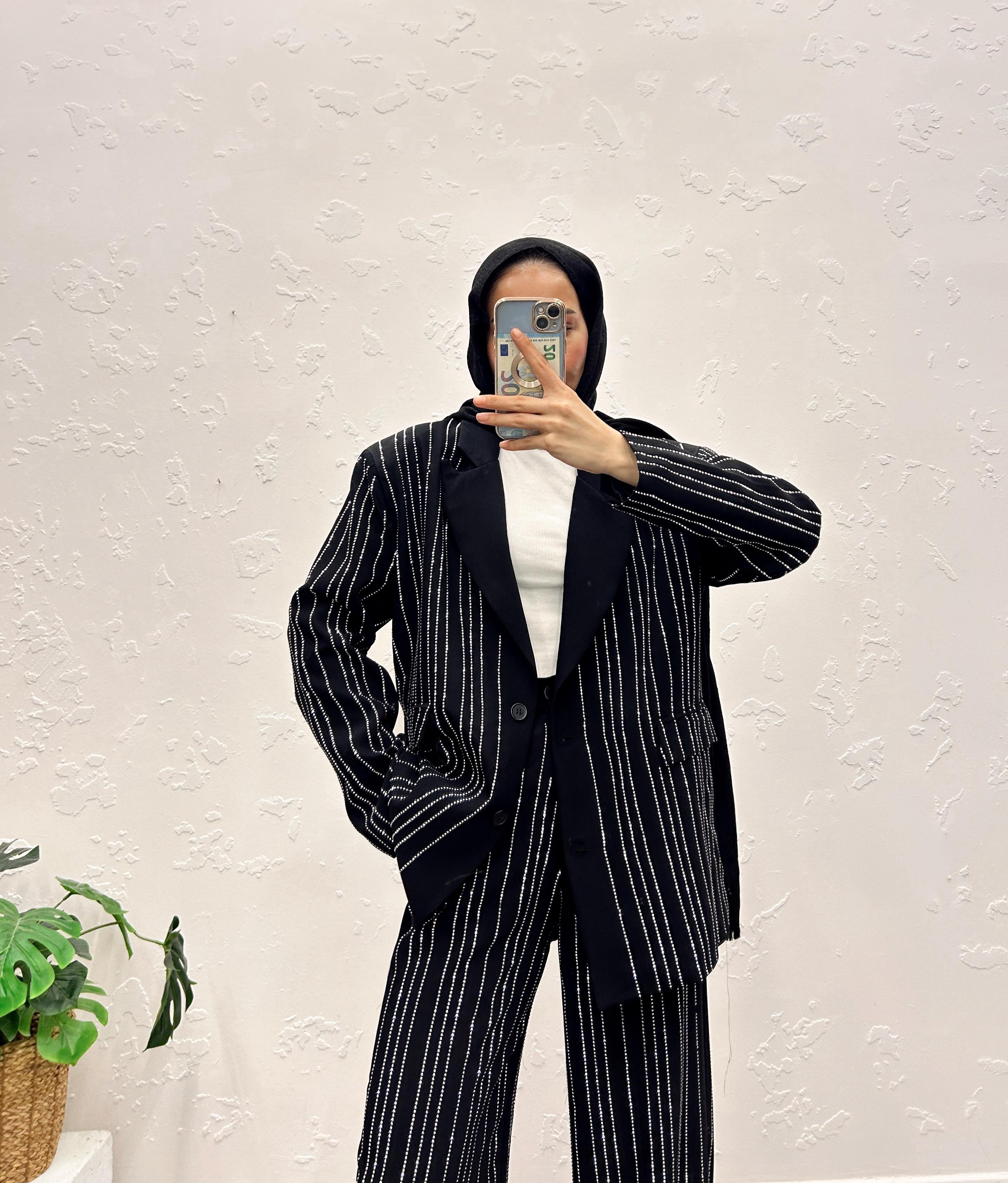 Işıltılı Blazer takım