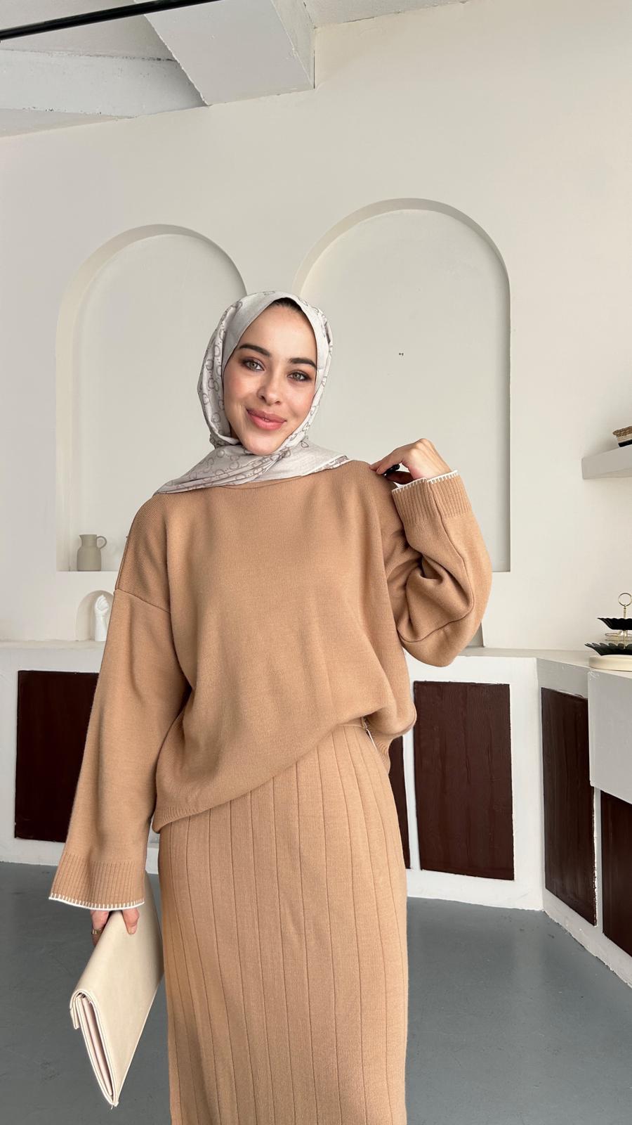 Şerit triko takım - kese kağıdı