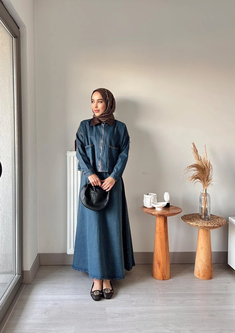 Denim ikili elbise - kot