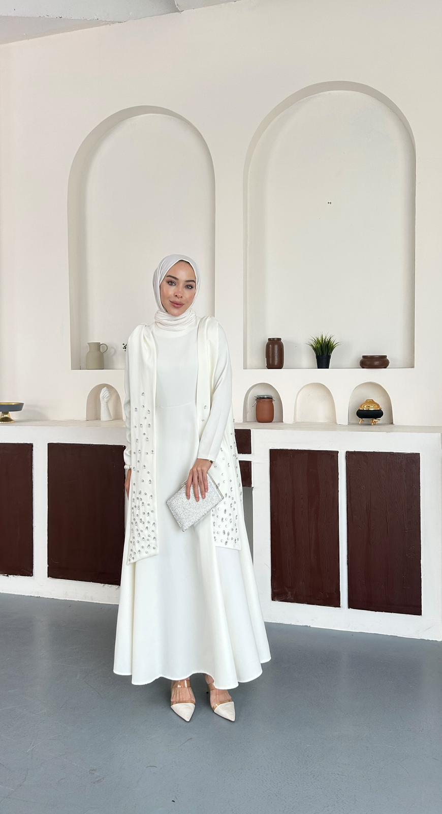 TAŞLI ABİYE  - Beyaz