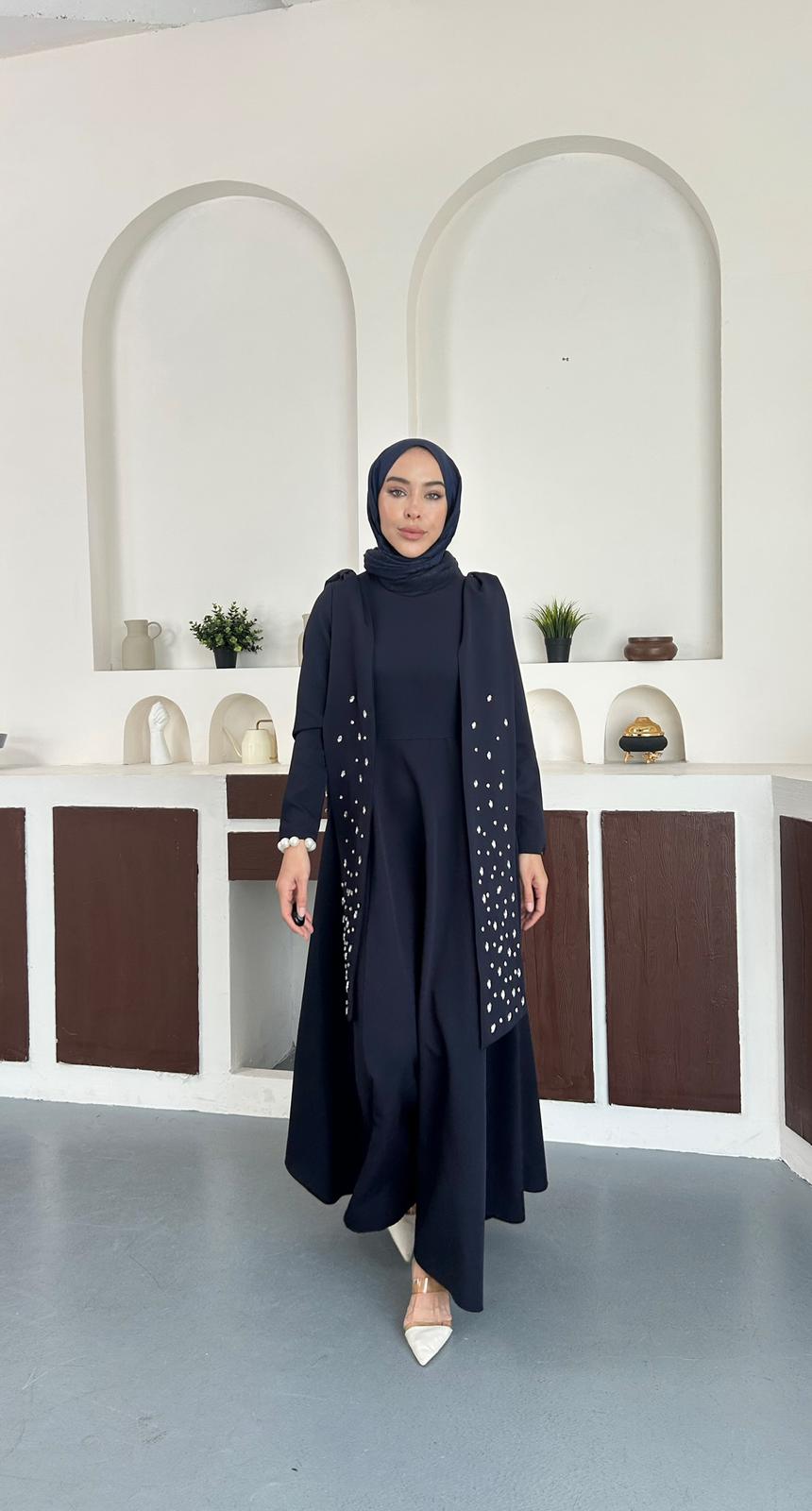 TAŞLI ABİYE  - Lacivert