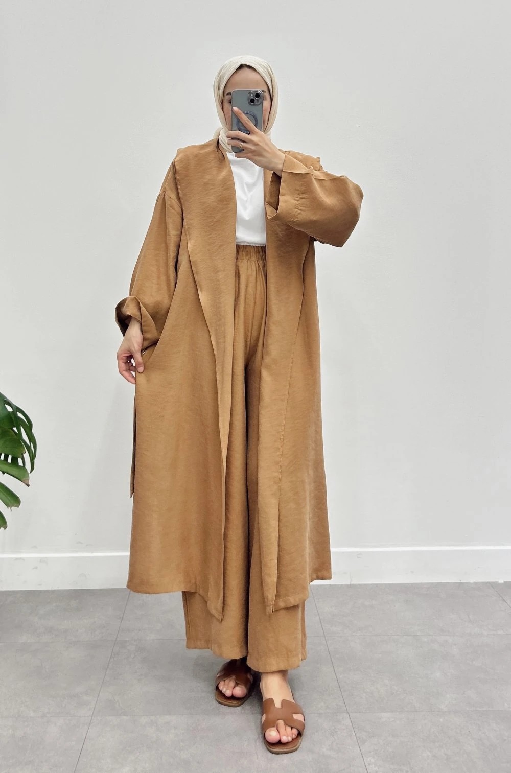 Uzun Kimono Takım - Hardal
