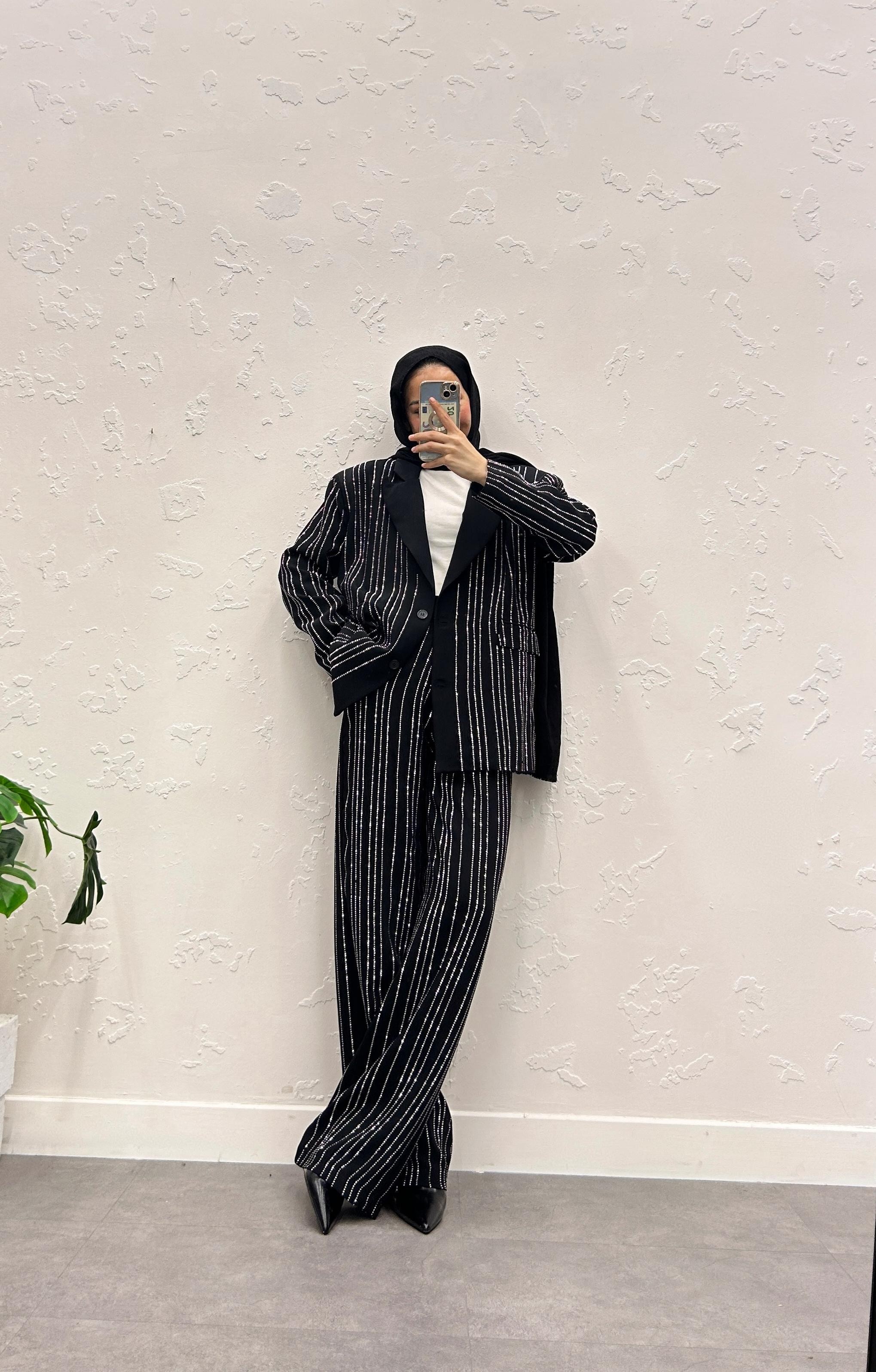Işıltılı Blazer takım