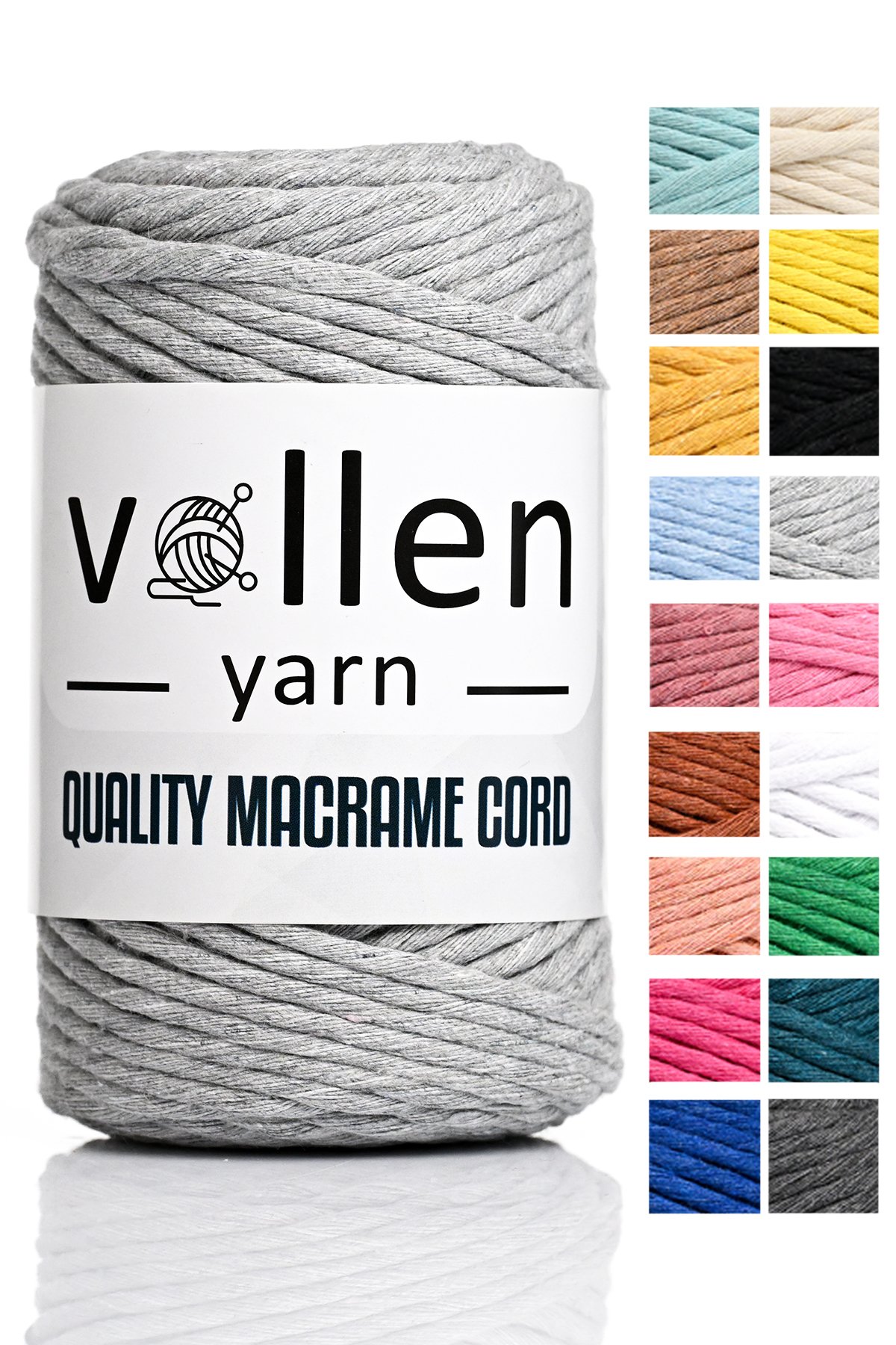 Vollen Yarn Taranan Makrome Ipi 3mm Taranabilir Pamuk Makrome Ipi Makrame Ipi  - 4304 GRİ