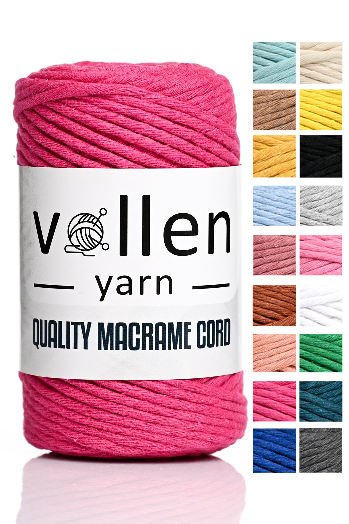 Vollen Yarn Taranan Makrome Ipi 3mm Taranabilir Pamuk Makrome Ipi Makrame Ipi  - 4311 FUŞYA