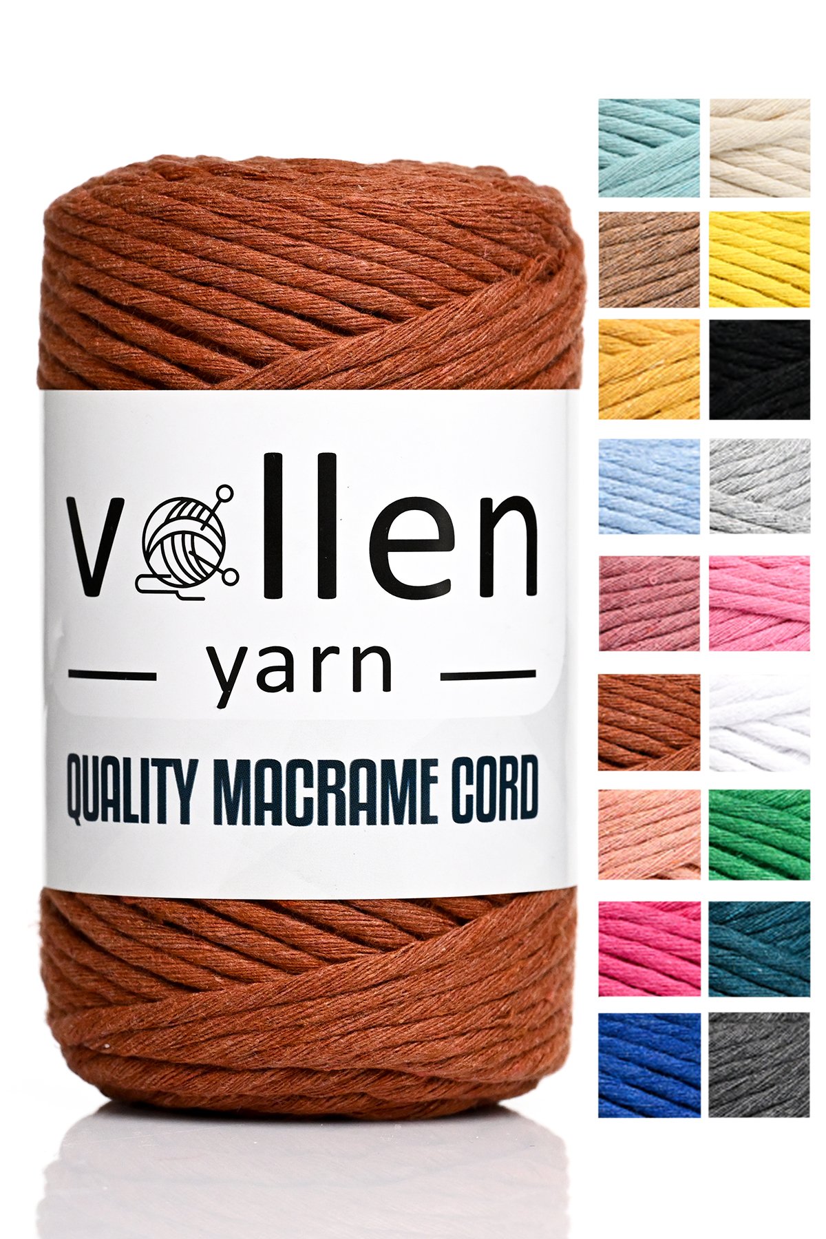 Vollen Yarn Taranan Makrome Ipi 3mm Taranabilir Pamuk Makrome Ipi Makrame Ipi  - 4307 KİREMİT