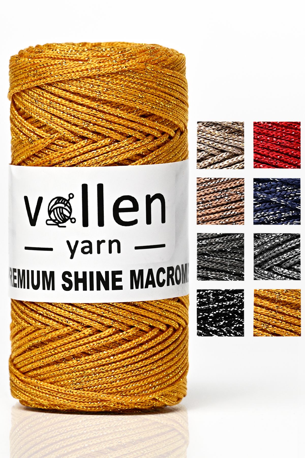 Premium Shine (Simli) Polyester Macrame 100Gr/150M, bag string, overlay string, bracelet string - 3808:Yellow