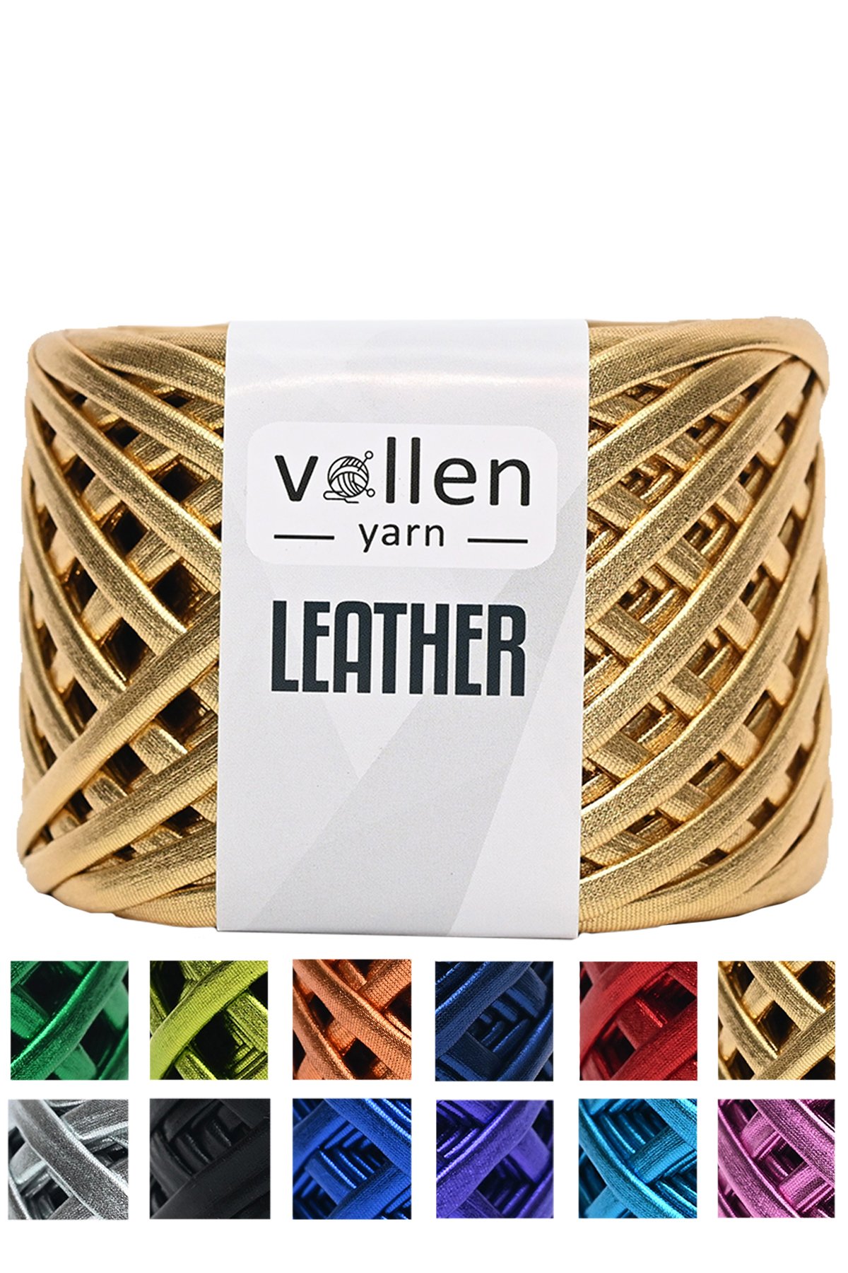 Vollen Yarn Premium Metalik Deri İp 120Gr/60Mt - 2312-ALTIN SARI