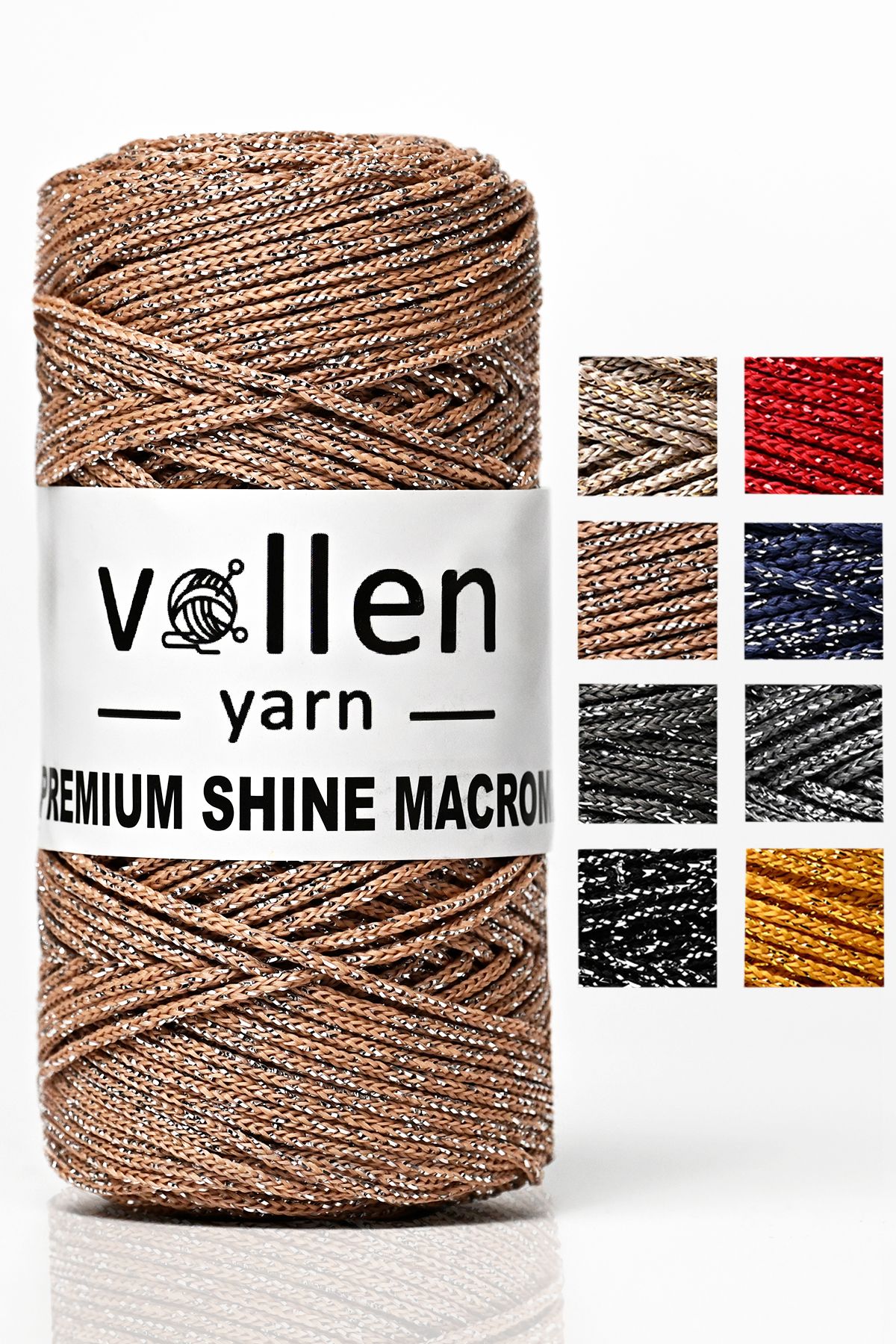 Premium Shine (Simli) Polyester Macrame 100Gr/150M, bag string, overlay string, bracelet string - 3802:Mink