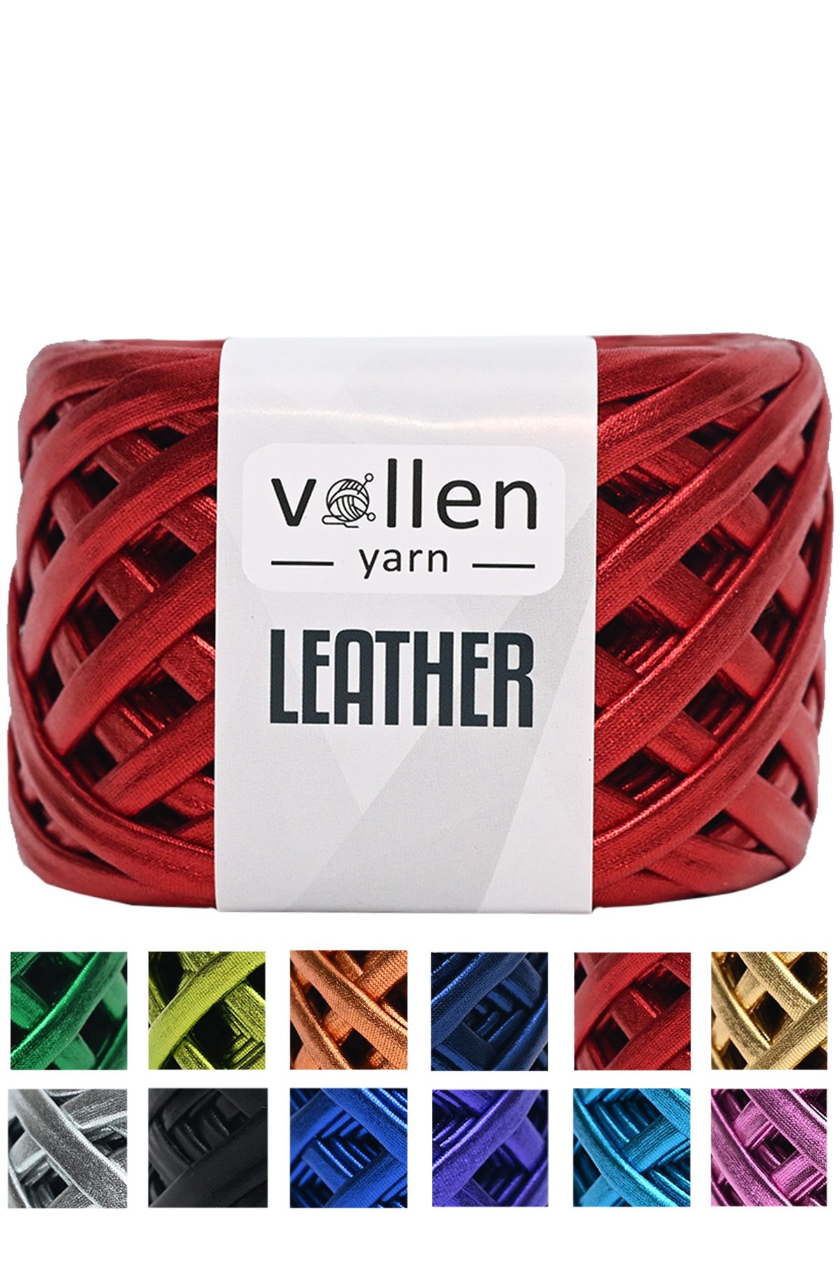 Vollen Yarn Premium Metalik Deri İp 120Gr/60Mt - 2313-KIRMIZI