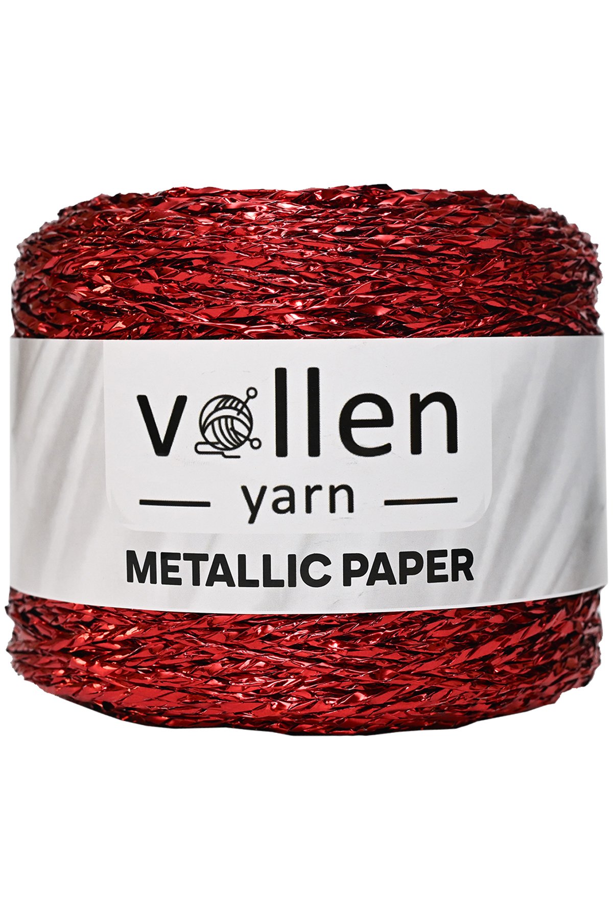 Vollen Yarn Premium Metalik Parlak Kağıt İpi 250gr/400mt - 2602-KIRMIZI