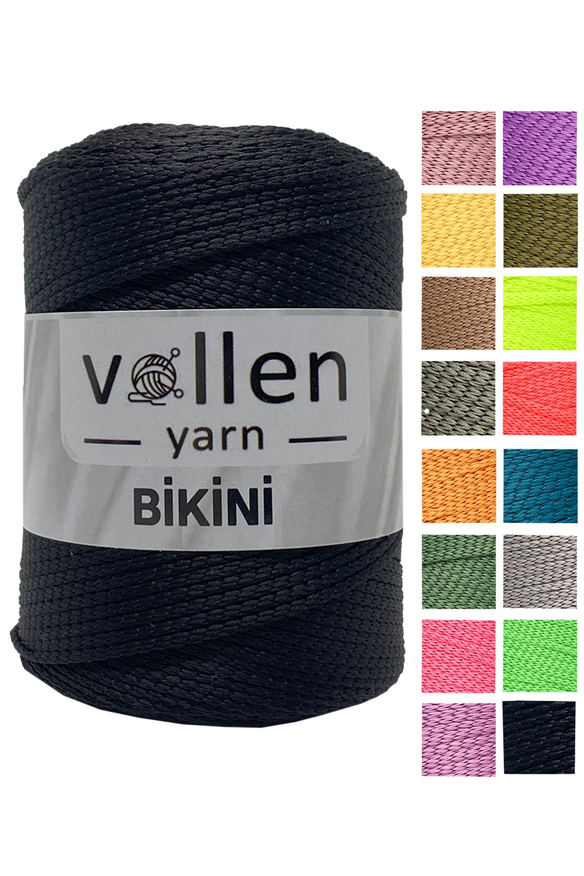 Vollen Yarn Bikini Mayo İpi,Su Tutmaz,Yazlık Pareo,Elbise,Şort,Bluz ipliği 100Gr/165Mt - 2916:Siyah