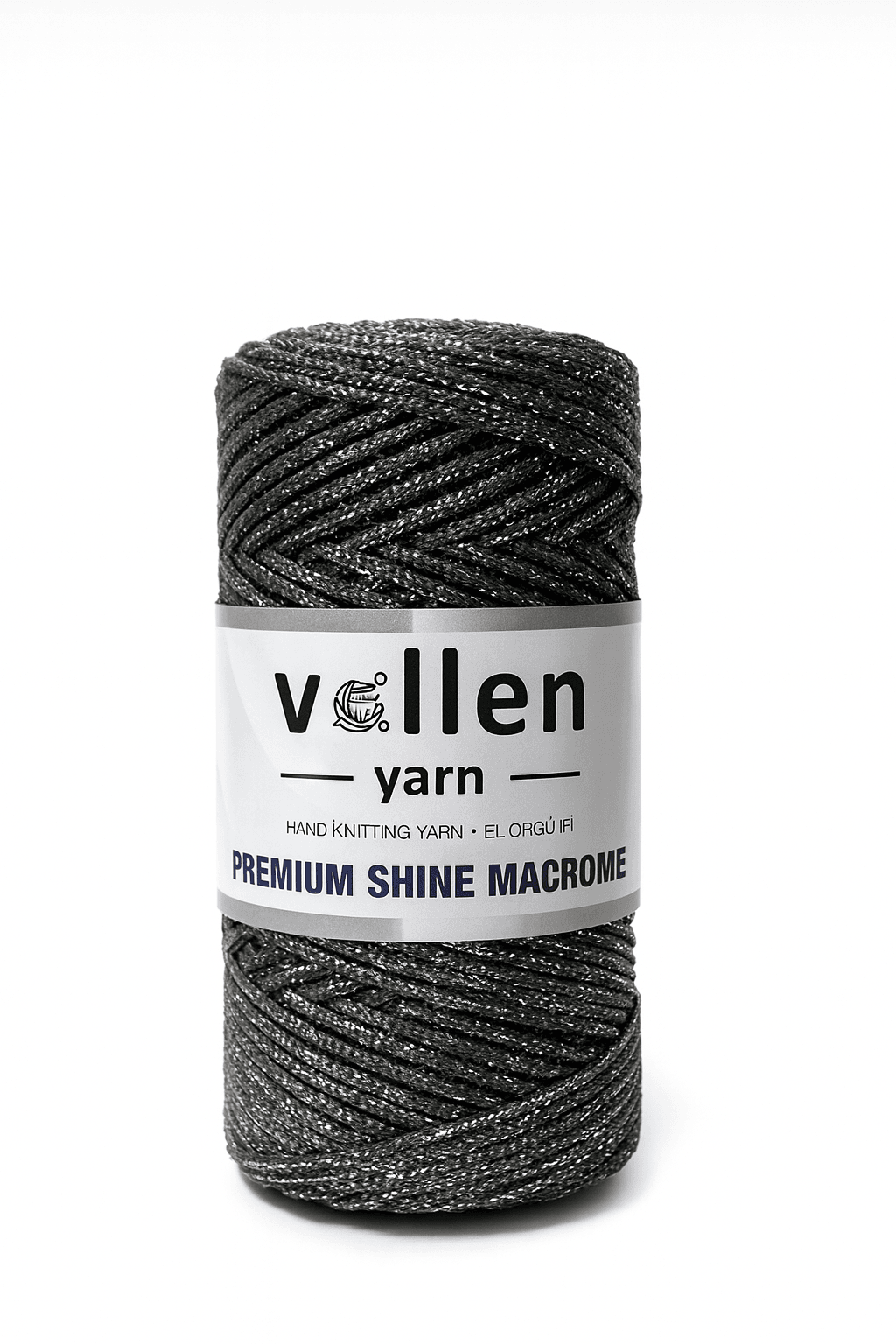  Vollen Yarn Premium Shine (Simli) Polyester Makrome 100Gr/150M ,çanta ipi,supla ipi,bileklik ipi - 3803:Koyu Gri