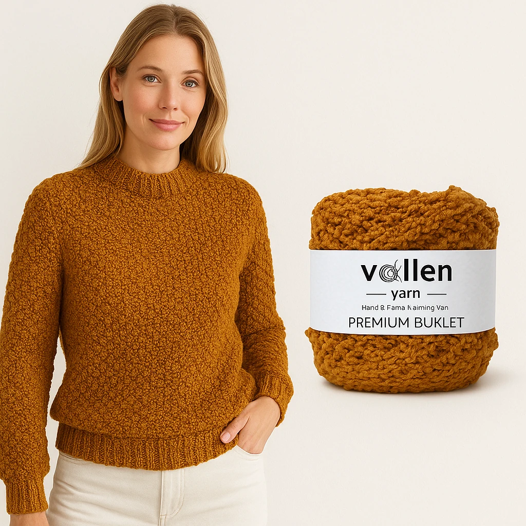 Vollen Yarn Premium Buklet İp 100 g 150 m | Yumuşak, Hafif ve Parlak Doku | Lüks El Örgüsü İpi