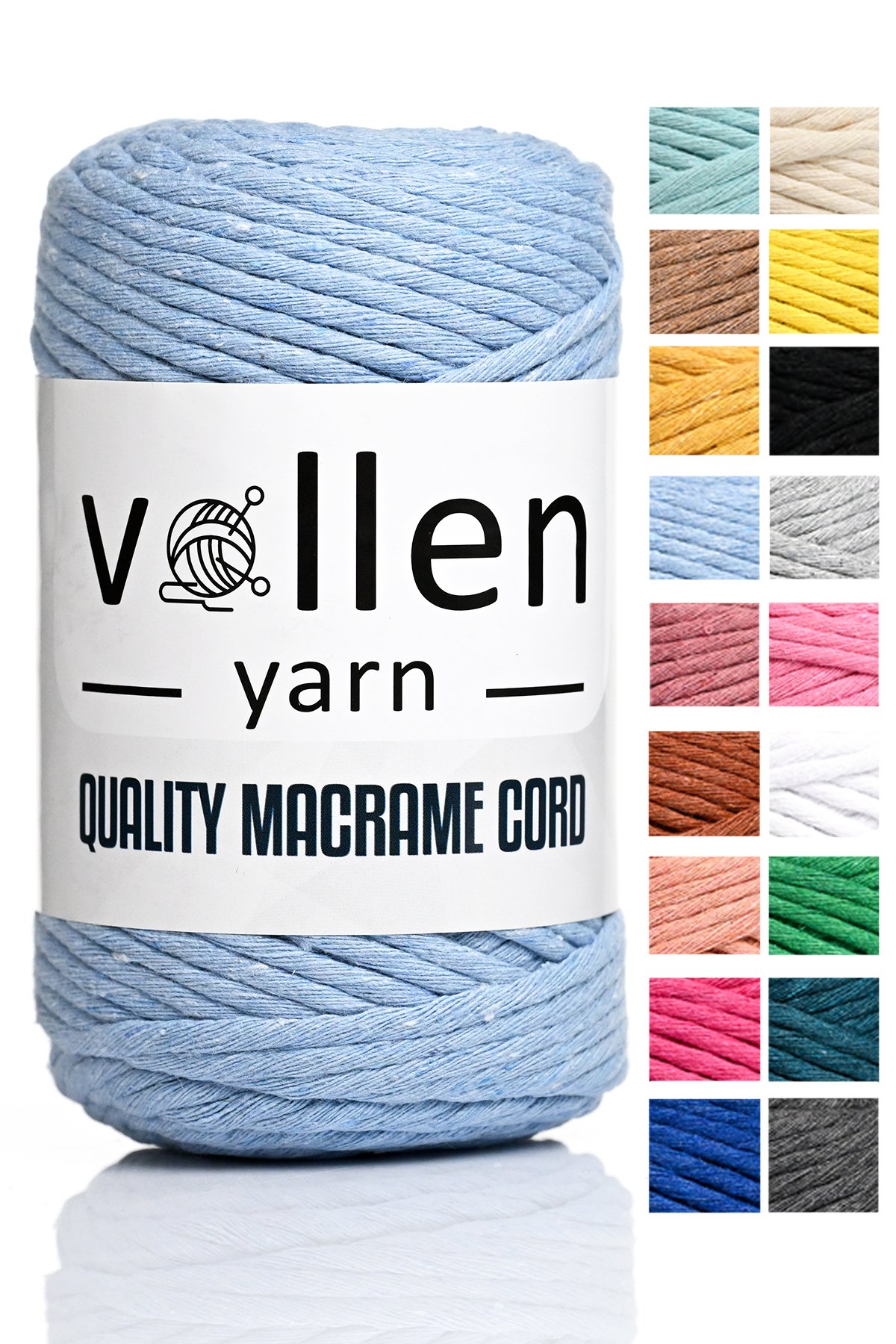 Vollen Yarn Taranan Makrome Ipi 3mm Taranabilir Pamuk Makrome Ipi Makrame Ipi  - 4303 BEBE MAVİ