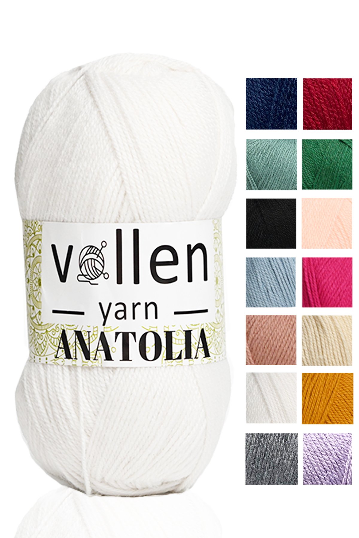 Vollen Yarn Anatolia El Örgü Ipi, Hırka Kazak Ip Atkı Patik Battaniye Ipi - Beyaz