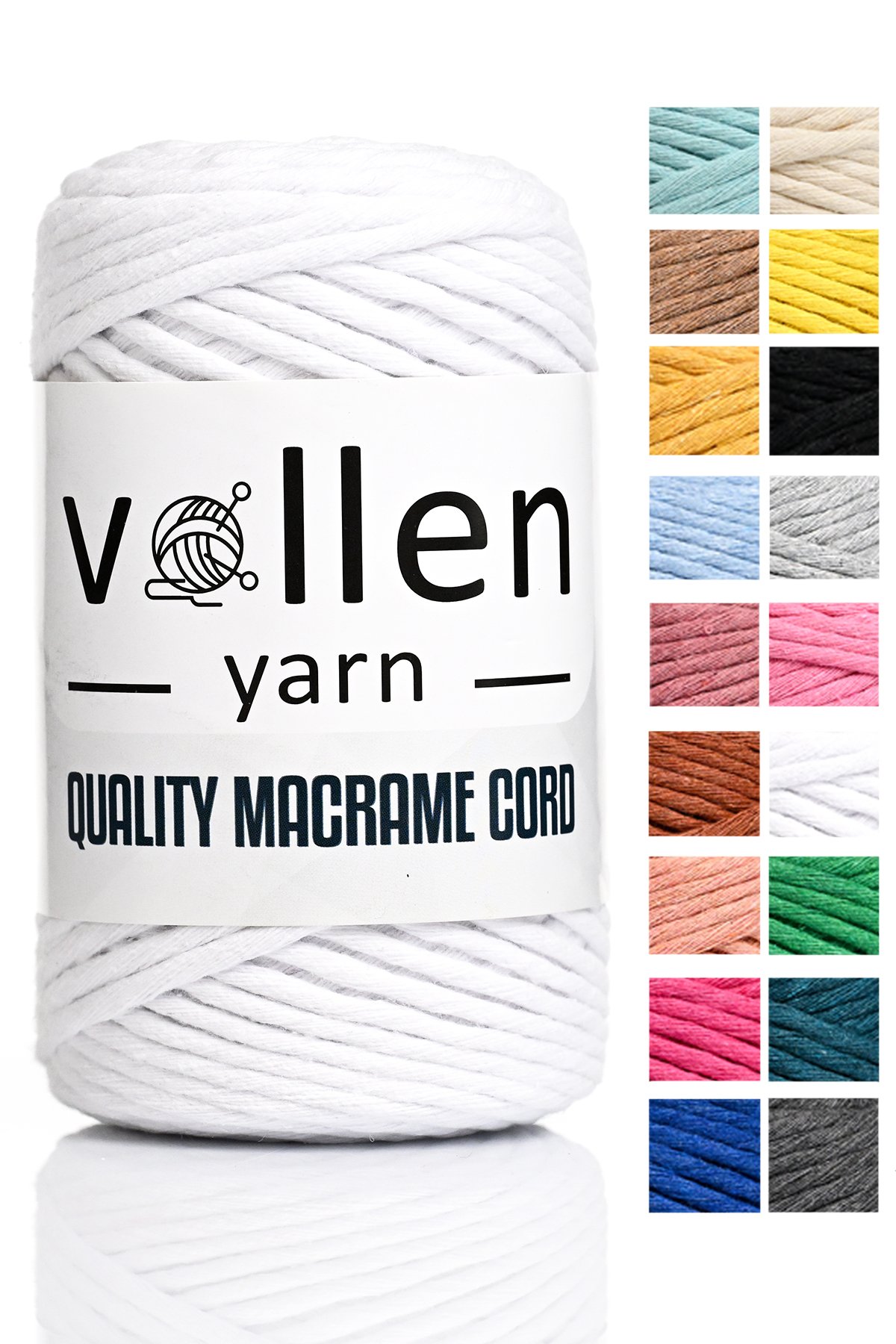 Vollen Yarn Taranan Makrome Ipi 3mm Taranabilir Pamuk Makrome Ipi Makrame Ipi  - 4308 BEYAZ