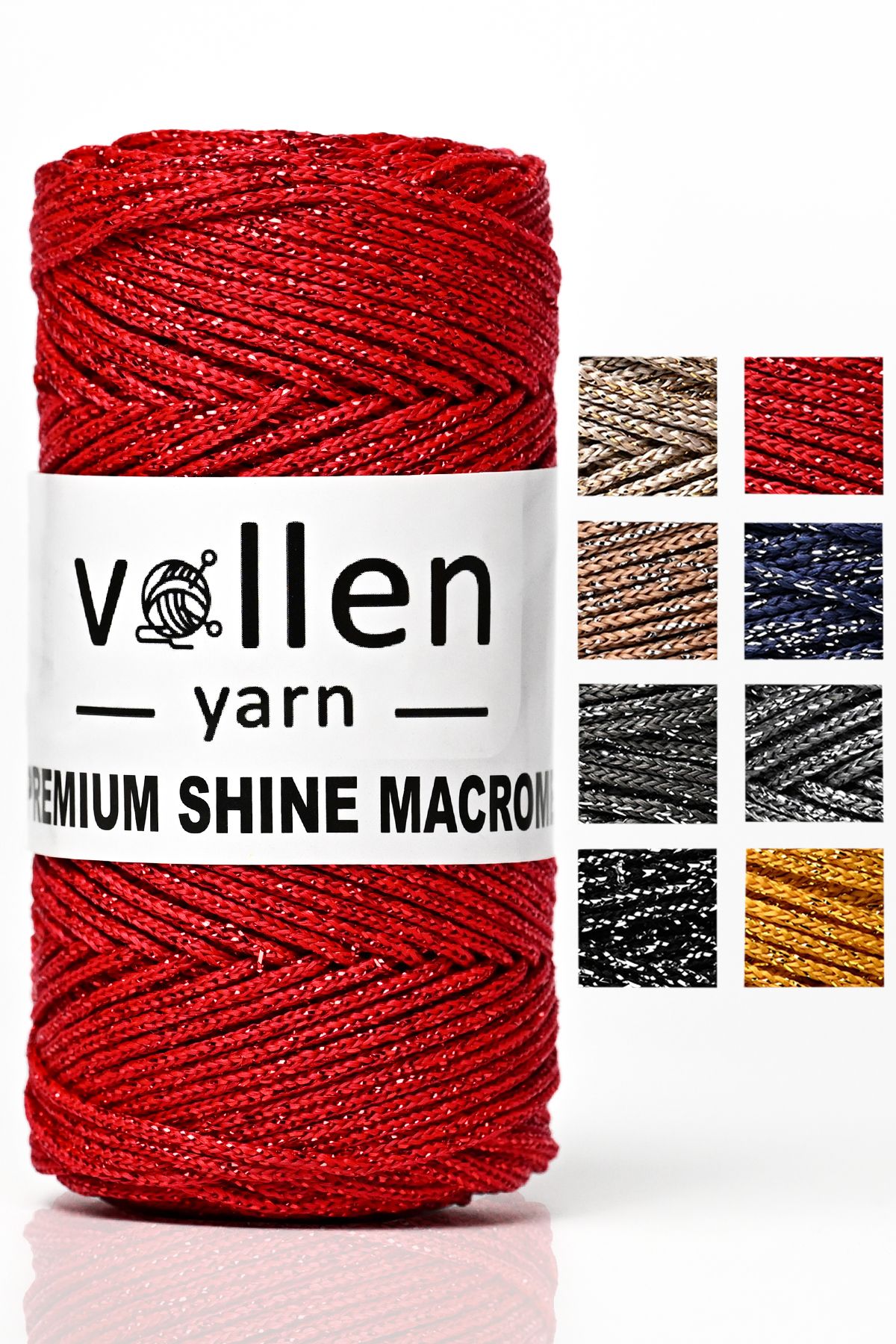 Premium Shine (Simli) Polyester Macrame 100Gr/150M, bag string, overlay string, bracelet string - 3805:Red