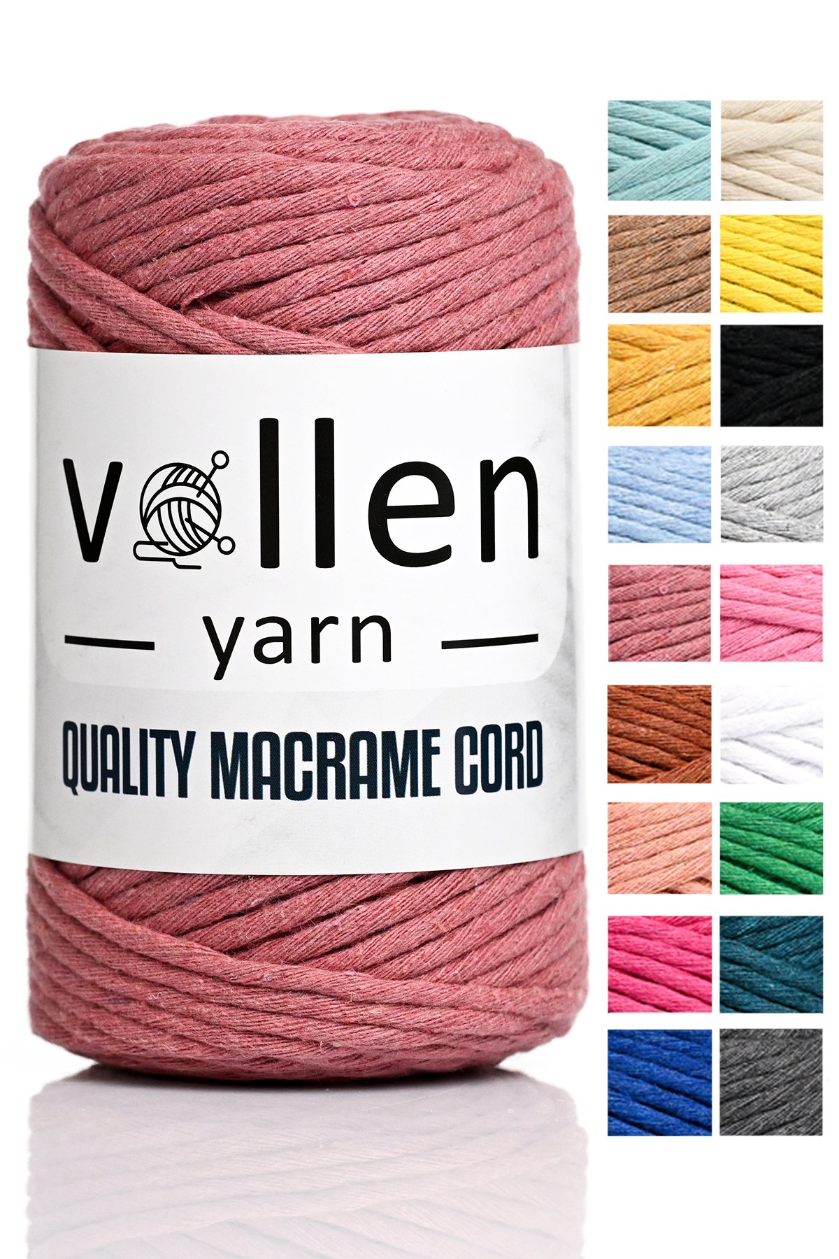 Vollen Yarn Taranan Makrome Ipi 3mm Taranabilir Pamuk Makrome Ipi Makrame Ipi  - 4305 GÜL KURUSU