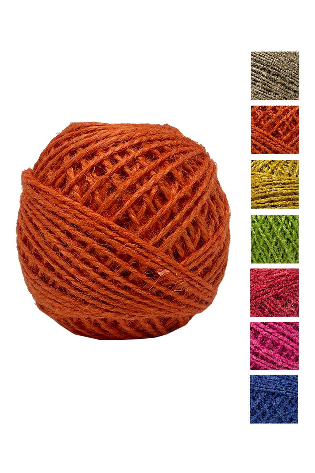 Vollen Yarn  Jüt İpi, Hasır Ipi, Çuval Ipi, Kırnap Ipi, Süsleme Ipi Kendir Ipi 100 Gr 100 metre - 4402 Turuncu