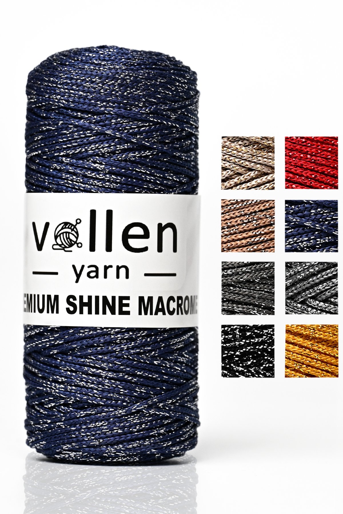 Premium Shine (Simli) Polyester Macrame 100Gr/150M, bag string, overlay string, bracelet string - 3806:Navy Blue