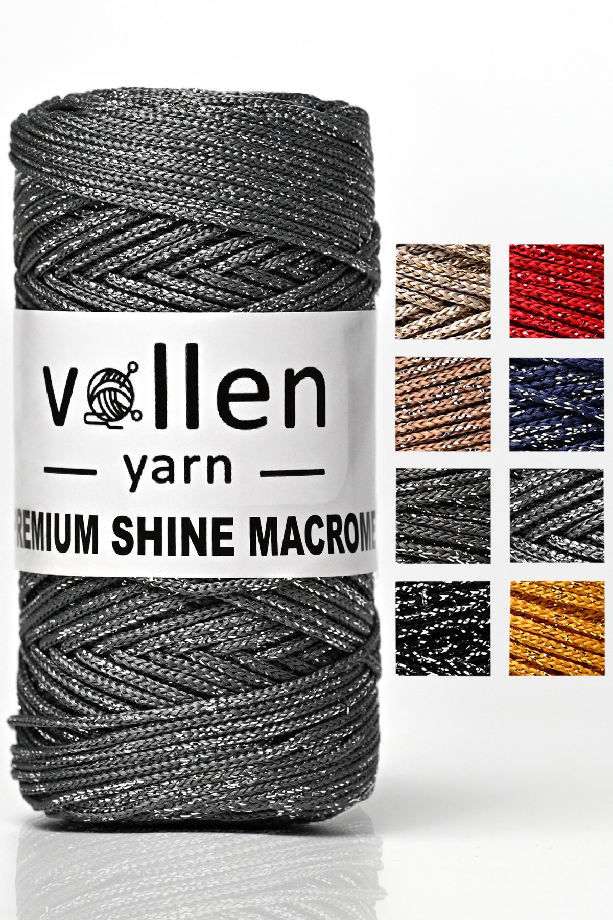 Premium Shine (Simli) Polyester Macrame 100Gr/150M, bag string, overlay string, bracelet string - 3807:Light Grey