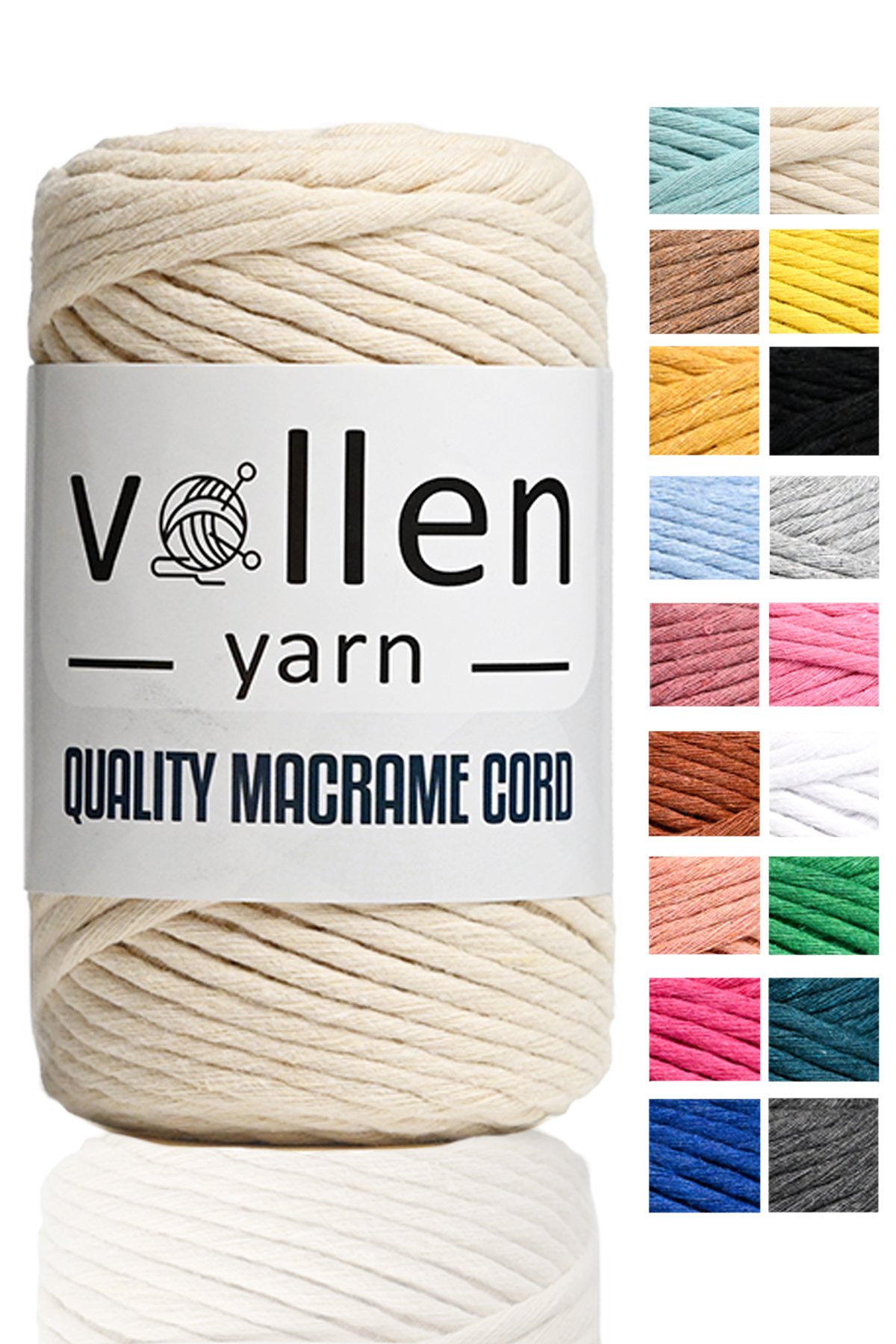 Vollen Yarn Taranan Makrome Ipi 3mm Taranabilir Pamuk Makrome Ipi Makrame Ipi  - 4316 KREM