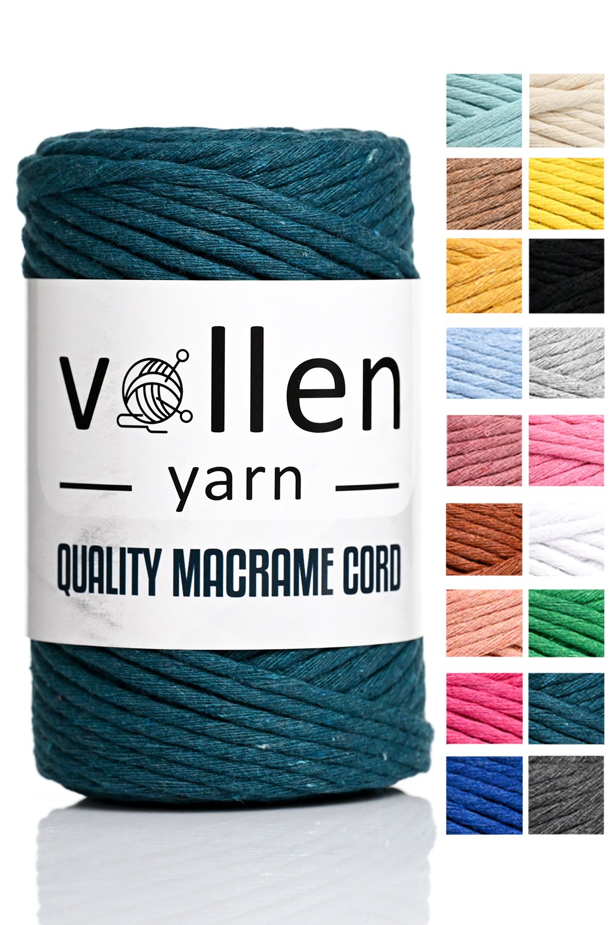 Vollen Yarn Taranan Makrome Ipi 3mm Taranabilir Pamuk Makrome Ipi Makrame Ipi  - 4312 PETROL MAVİ