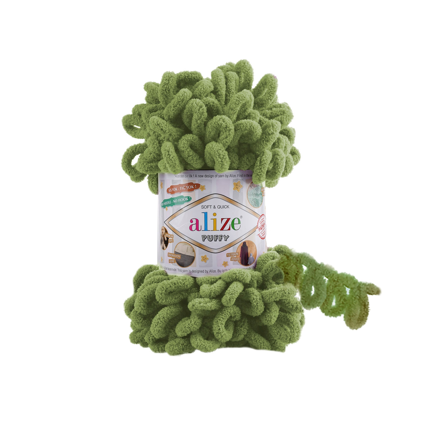 Alize Puffy Parmak Örgü İpi – Örmeden Battaniye İpi, Yumuşak Kadife Doku, Bebek Battaniyesi İçin İdeal - 485