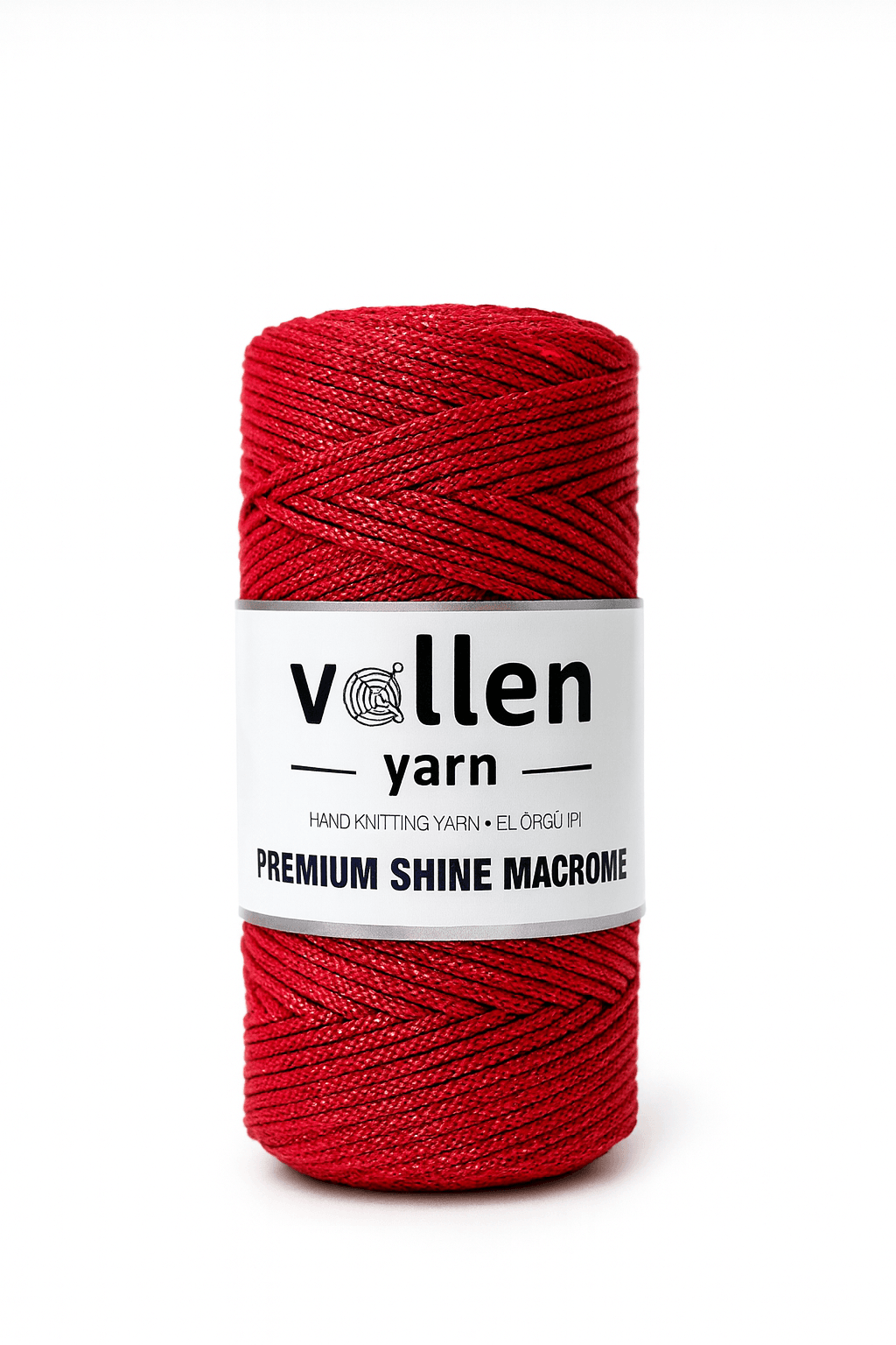  Vollen Yarn Premium Shine (Simli) Polyester Makrome 100Gr/150M ,çanta ipi,supla ipi,bileklik ipi - 3805:Kırmızı