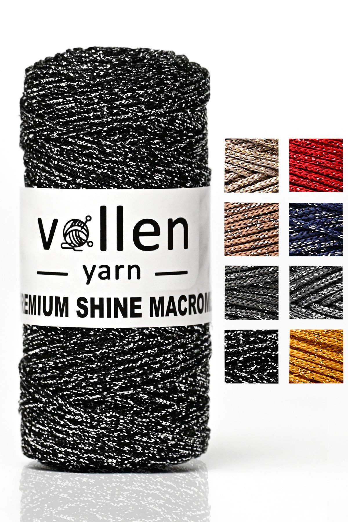 Premium Shine (Simli) Polyester Macrame 100Gr/150M, bag string, overlay string, bracelet string - 3804:Black