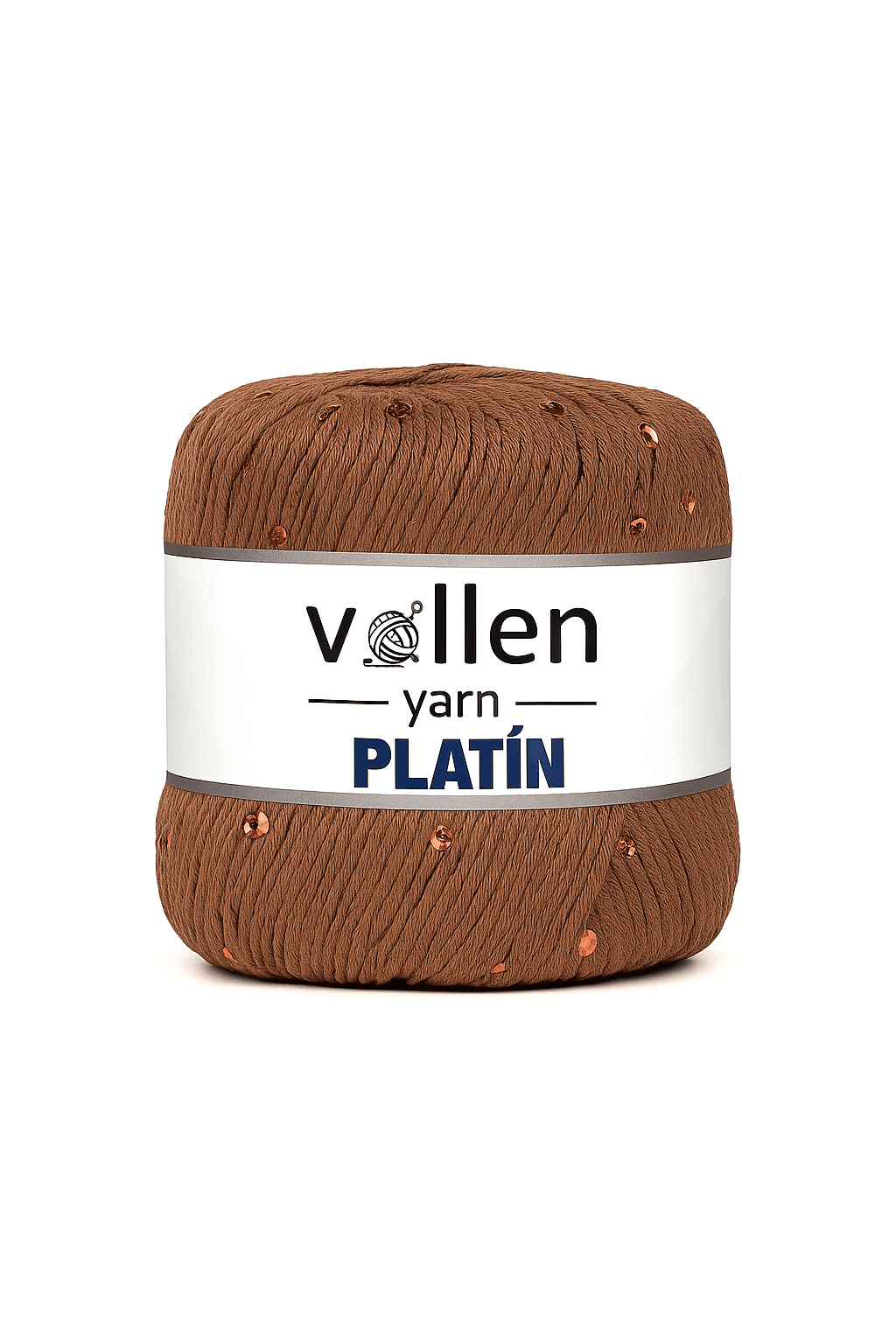 Platin Pullu Örgü İpi,Parlak Simli Tığ ve Şiş Uyumlu Yün - Kahverengi