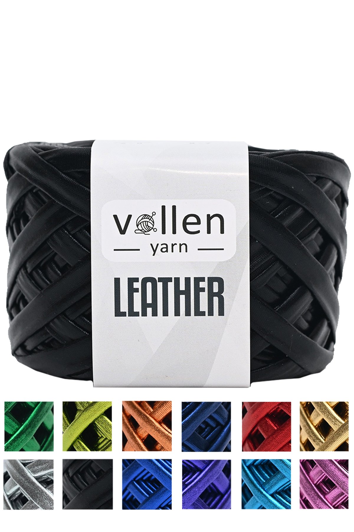 Vollen Yarn Premium Metalik Deri İp 120Gr/60Mt - 2301-SİYAH