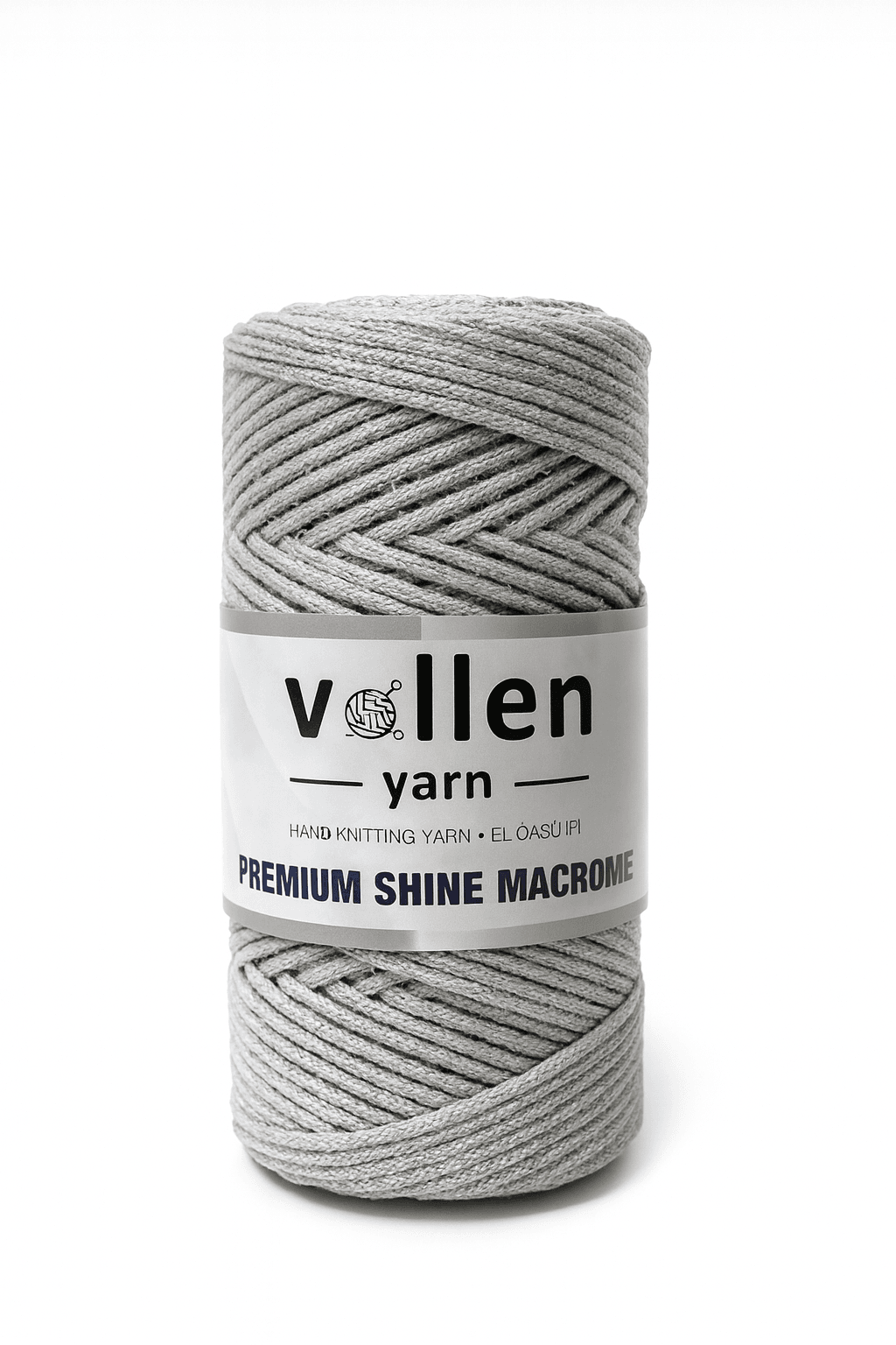 Vollen Yarn Premium Shine (Simli) Polyester Makrome 100Gr/150M ,çanta ipi,supla ipi,bileklik ipi - 3807:Açık Gri