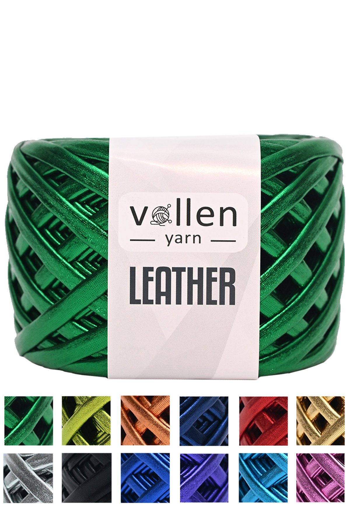 Vollen Yarn Premium Metalik Deri İp 120Gr/60Mt - 2305-YEŞİL