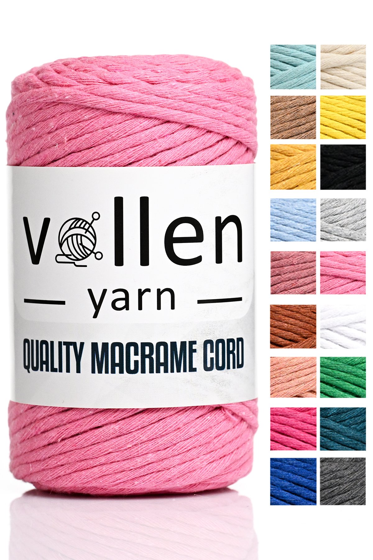 Vollen Yarn Taranan Makrome Ipi 3mm Taranabilir Pamuk Makrome Ipi Makrame Ipi  - 4306 PEMBE